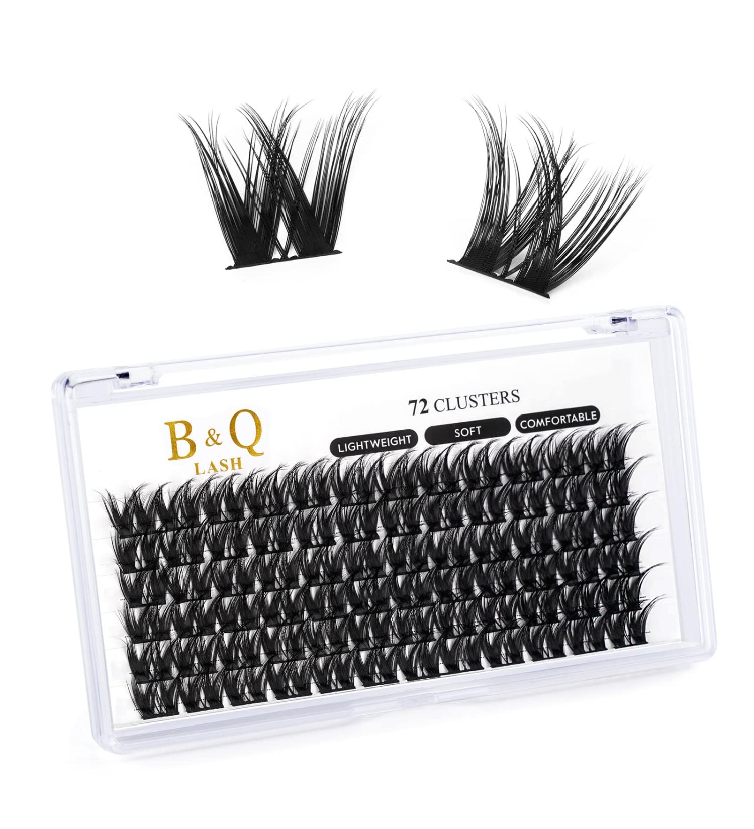 B&Q Cluster Lashes 10mm - 72 Clusters | D Curl Individual Natural Eyelash Extensions - Soft Fluffy DIY Lash Extensions - Buy Online on GoSupps.com