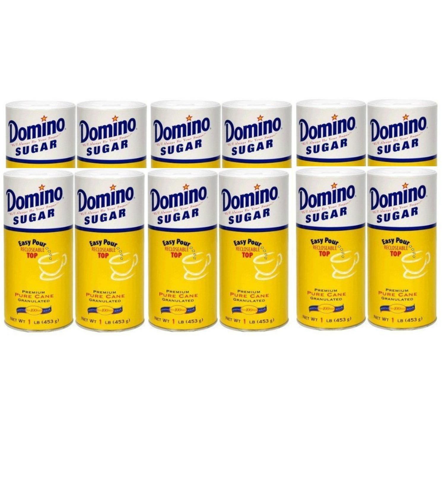 Domino Sugar Granulated Sugar Canister, 16 Ounces (Pack of 12)