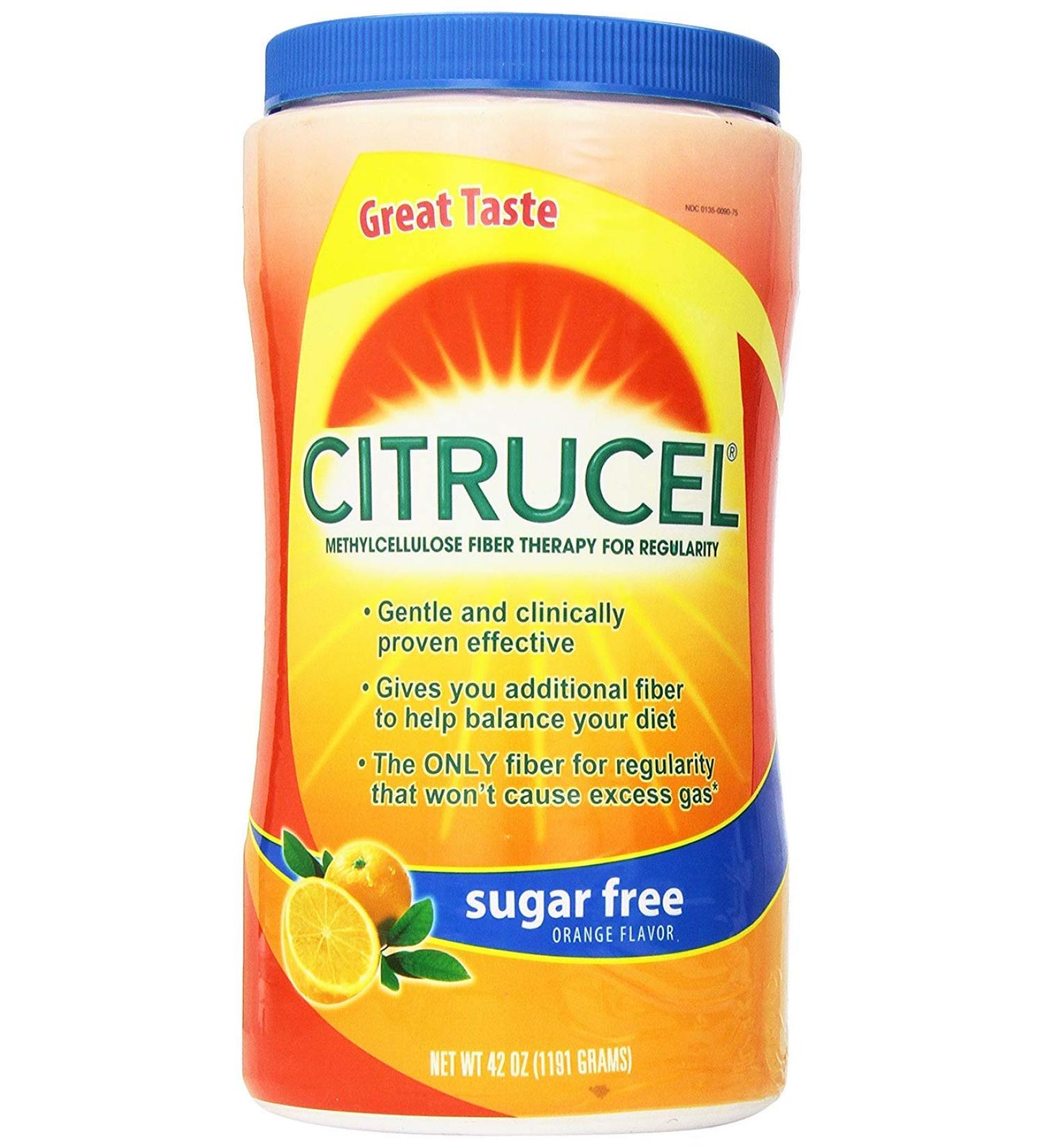 Citrucel Methylcellulose Fiber Therapy for Regularity with SmartFiber Sugar Free/Orange Flavor 42Oz (1191g) Pack of 2