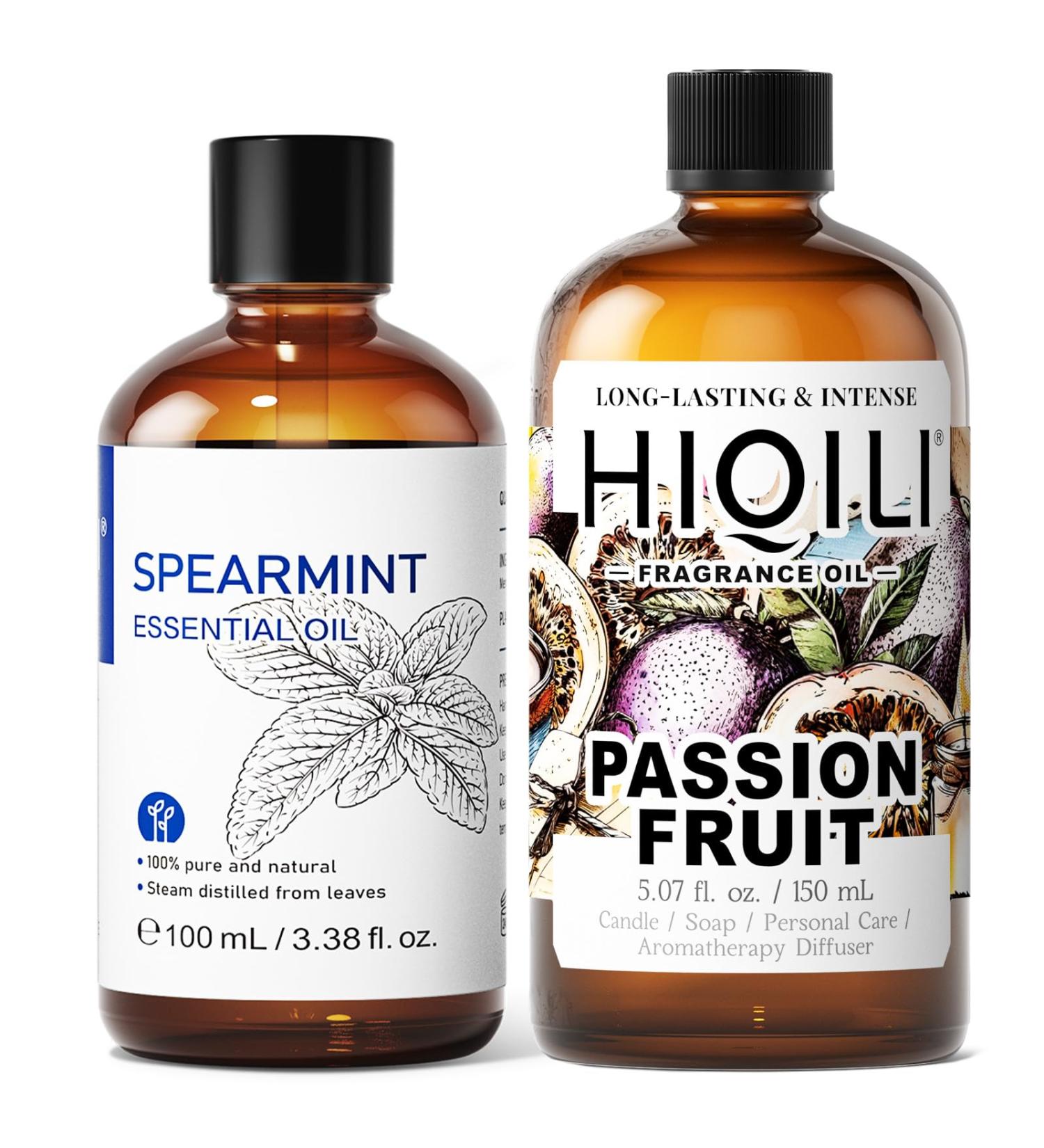 HIQILI 100ML Spearmint Essential Oil & 150ML Passion Fruit Fragrance Oil for DIY Diffuser - Buy Online on GoSupps.com