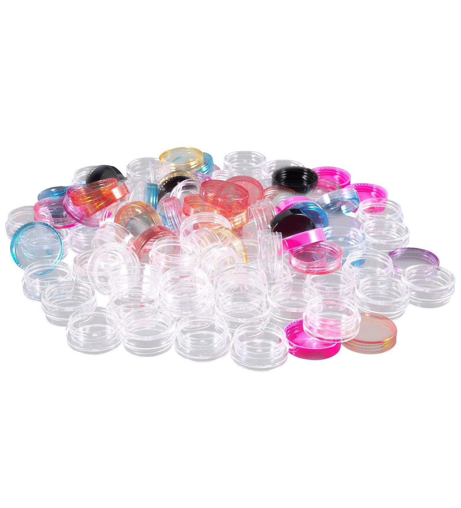 Bsowte 50 Pieces Plastic Empty Cosmetic Jar with Lid for Creams Storage Makeup Sample 5G 10 Colors - Buy Online on GoSupps.com