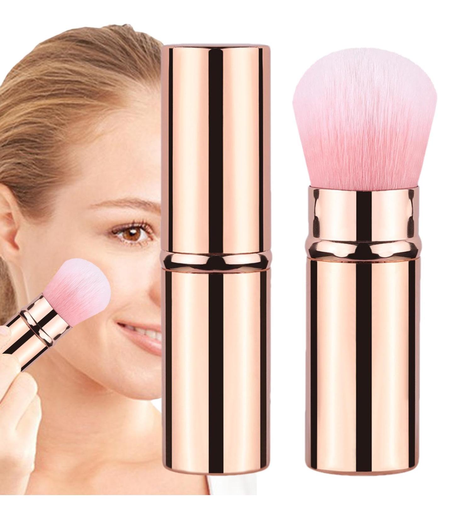 Retractable Makeup Brush | Travel Telescopic Cosmetics Brushes | Soft Face Makeup Brushes Beginner Friendly Powder Brush for Foundation Gold - Buy Online on GoSupps.com