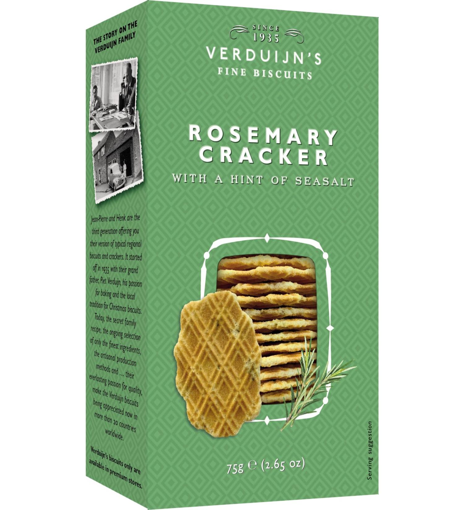 VERDUIJN'S Rosemary Crackers with Sea Salt 75g - 6 Pack