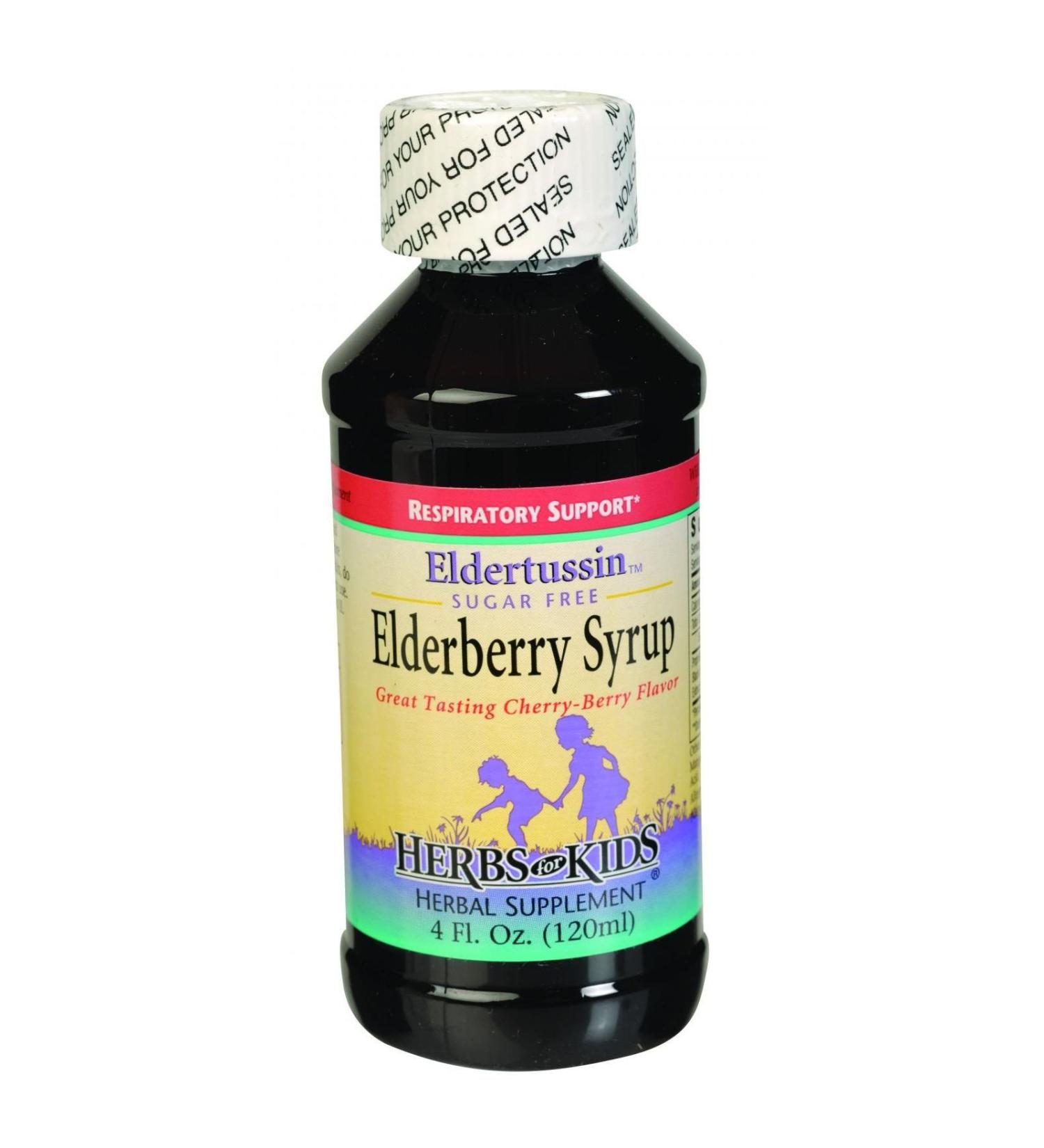 Pack of 6 x Herbs for Kids Eldertussin Elderberry Syrup - 4 oz