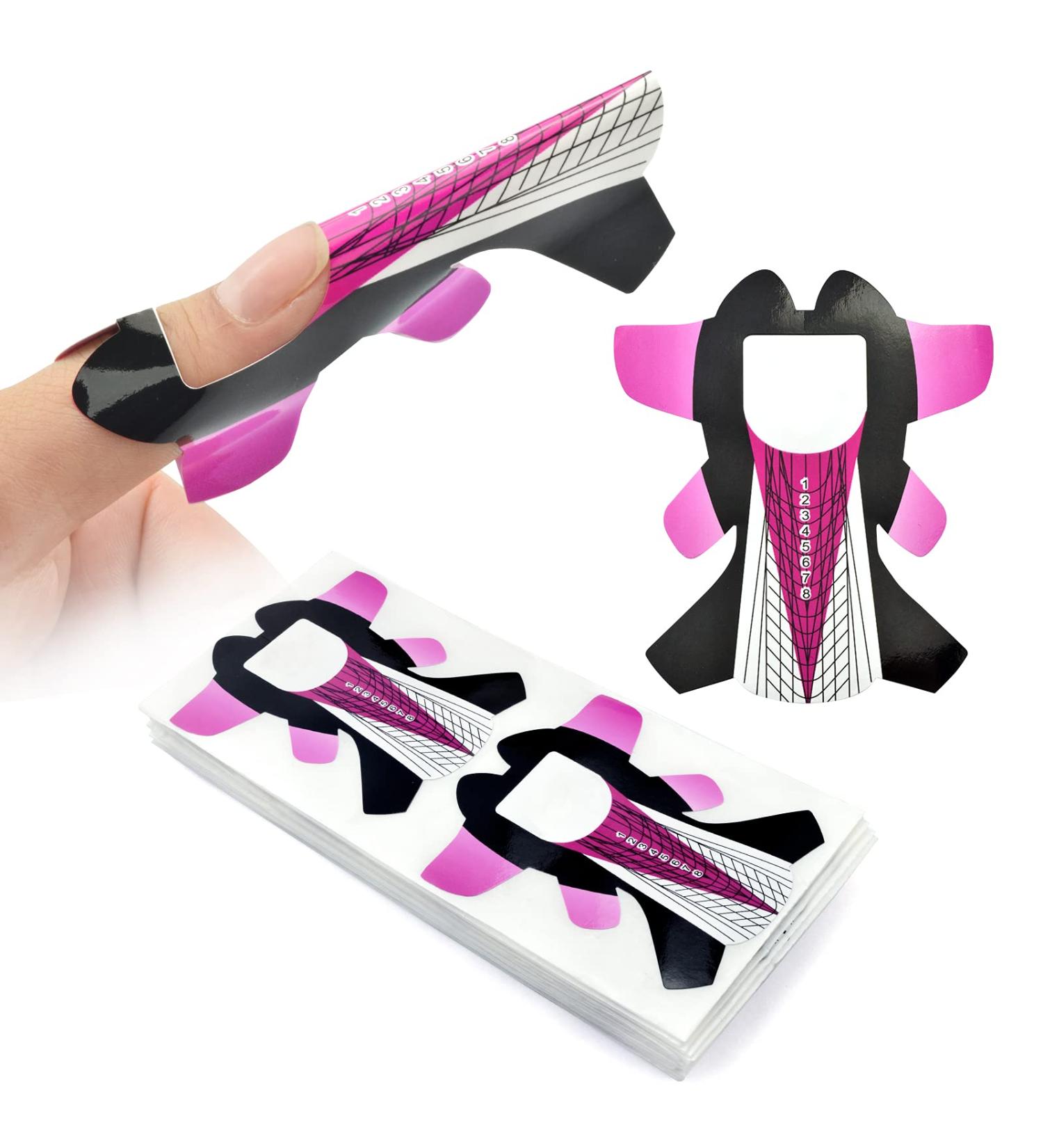 100Pcs Professional Stiletto Nail Forms - Dragonfly Pattern Acrylic Nail Extensions | Self-Adhesive UV Gel Nail Art Guide HJ-NTF057 - Buy Online on GoSupps.com