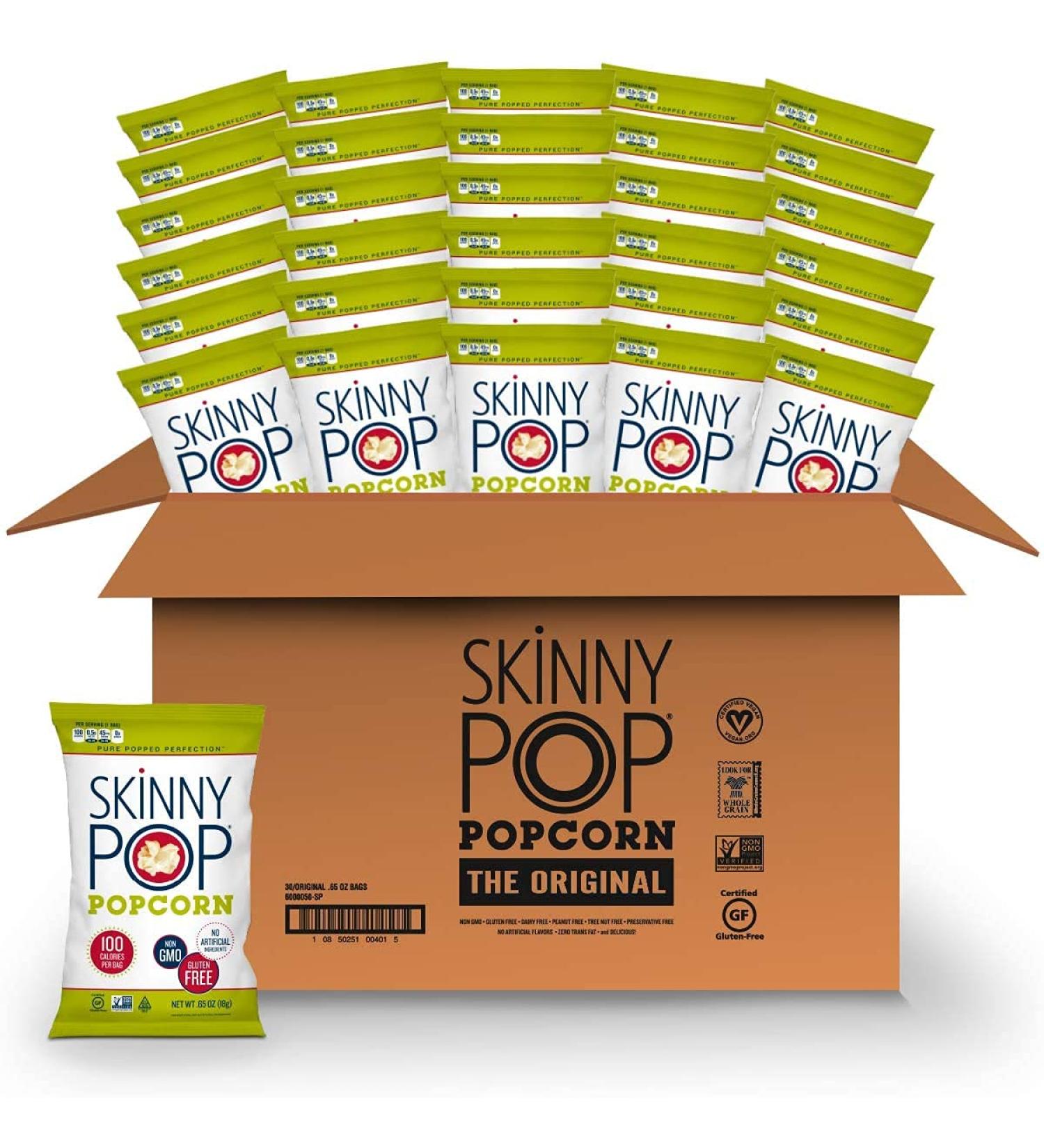 SkinnyPop Original Popcorn  Individual Snack Size Bags  Skinny Pop  Healthy Popcorn Snacks  Gluten Free  0.65 Ounce (Pack of 30) Original 0.65 Ounce (Pack of 30) - Buy Online on GoSupps.com