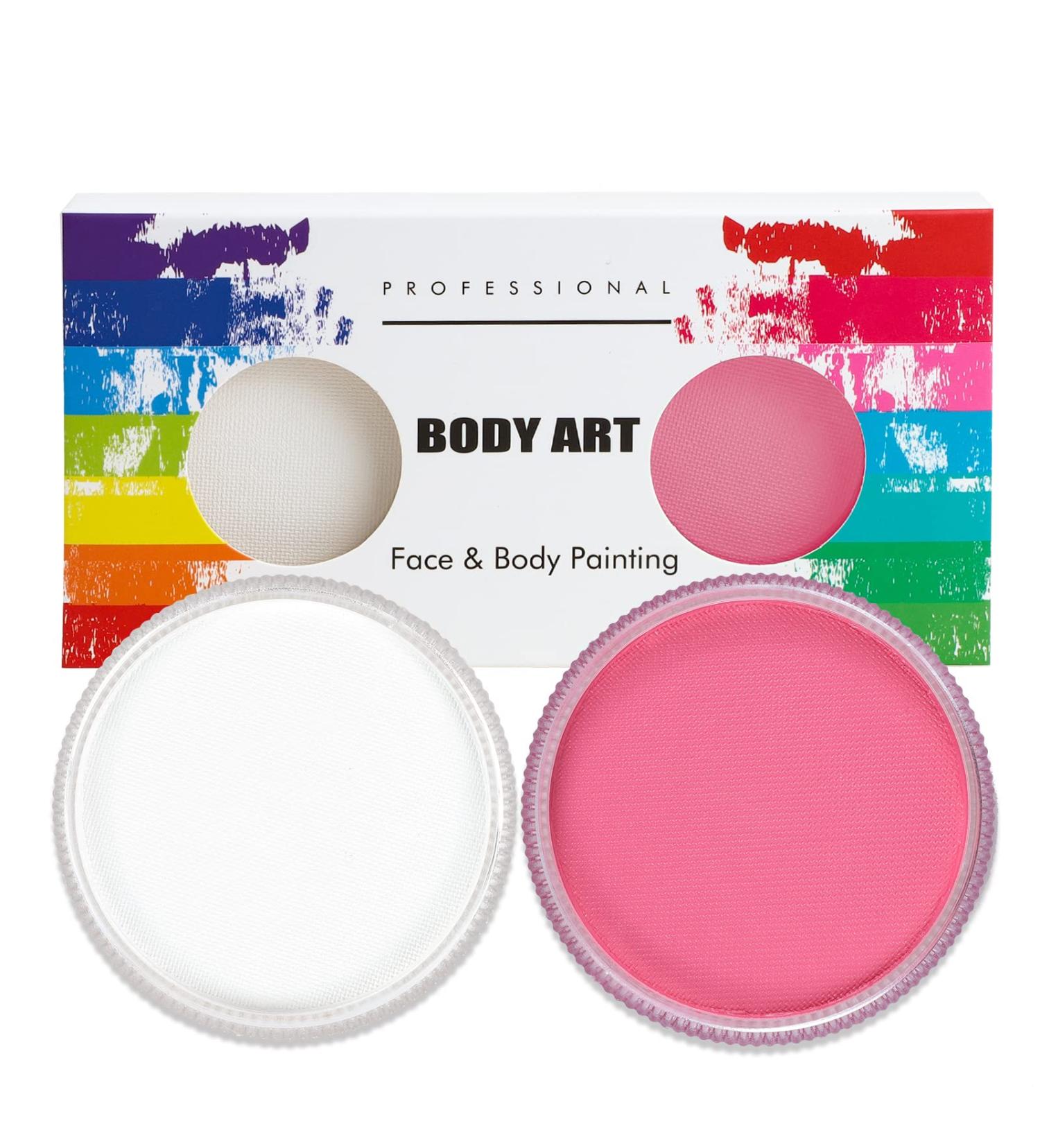 Professional Mardi Gras Make-Up Set - Water-Resistant 30g x 2 Colors for Halloween & Carnival | White & Pink - Buy Online on GoSupps.com