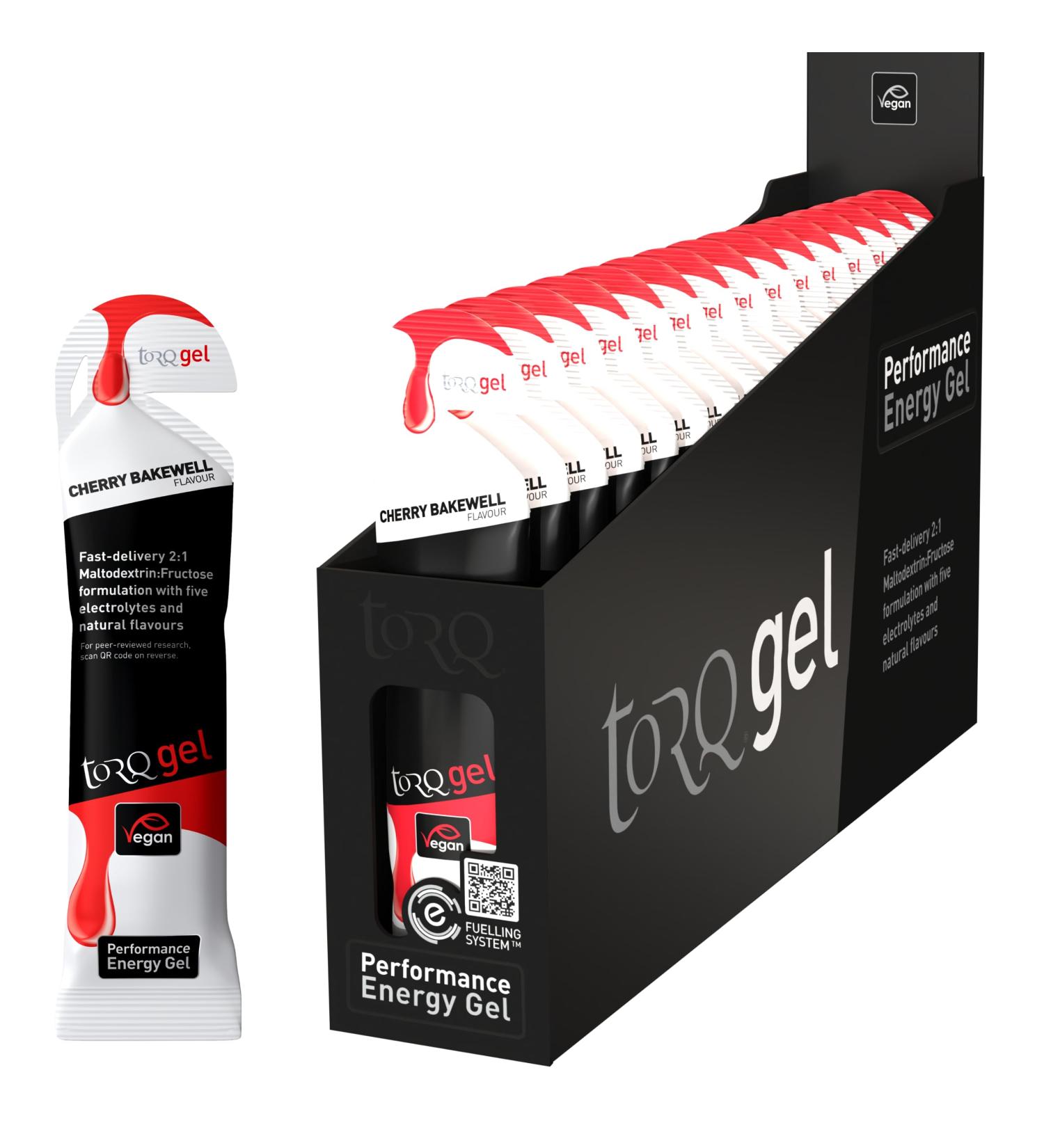 Torq Energy Gel Cherry Bakewell - 30g Carbohydrates - Box of 15 | Ideal for Sports, Cycling, and Running - Buy Online on GoSupps.com
