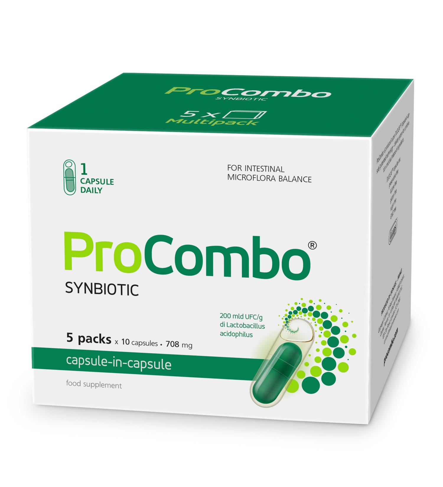 ProCombo Pr biotic & Pr biotic for Gut Health 200 Billion CFU 50 Capsules Pack of 5 - Buy Online on GoSupps.com