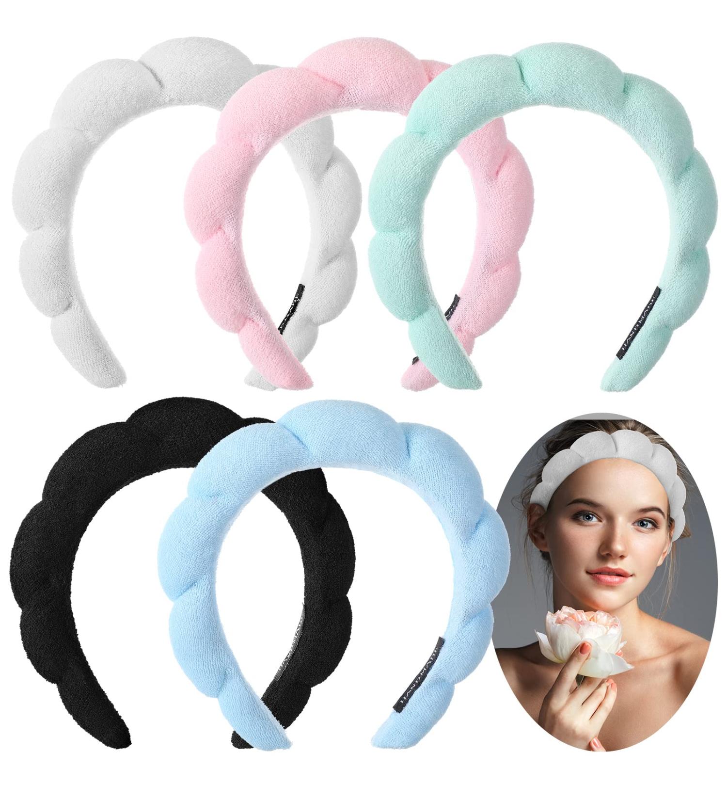 5 Pcs Spa Sponge Headband for Women - Non Slip, Absorbent, Terry Cloth Fabric - Makeup & Face Washing Hairband - Buy Online on GoSupps.com