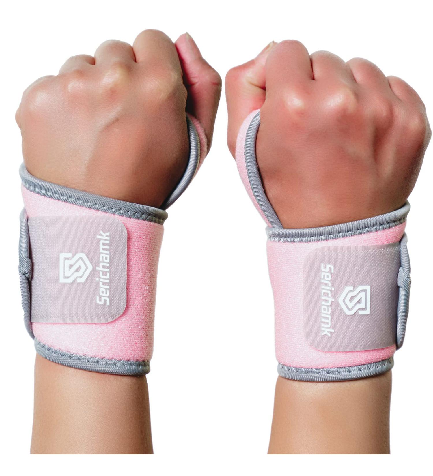 Serichamk Compression Wrist Brace 2pc Set - Pink | Support for Tennis, Weightlifting, Tendonitis - Buy Online on GoSupps.com