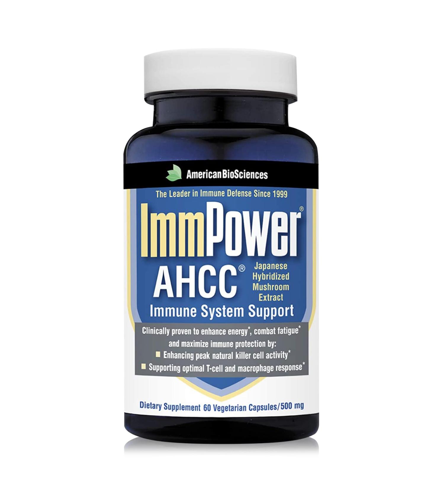 ImmPower AHCC Mushroom Extract Immune Support Supplement - 60 Vegetarian Capsules, 500mg - Supports Cytokine Function - Boosts Immune System for Adults - Buy Online on GoSupps.com