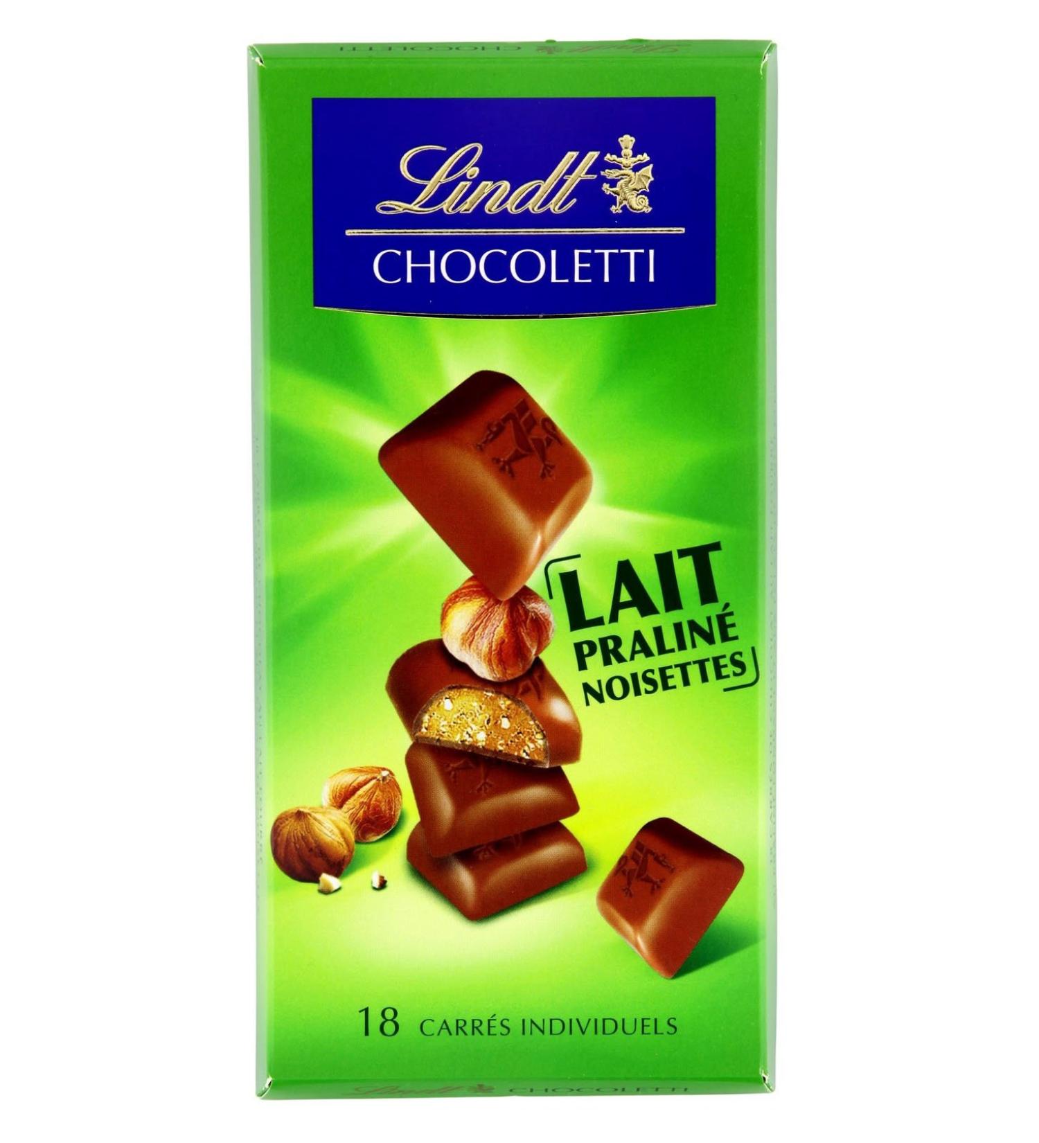 Lindt Chocoletti Milk Chocolate Bar with Hazelnut Praline Filling 100 G