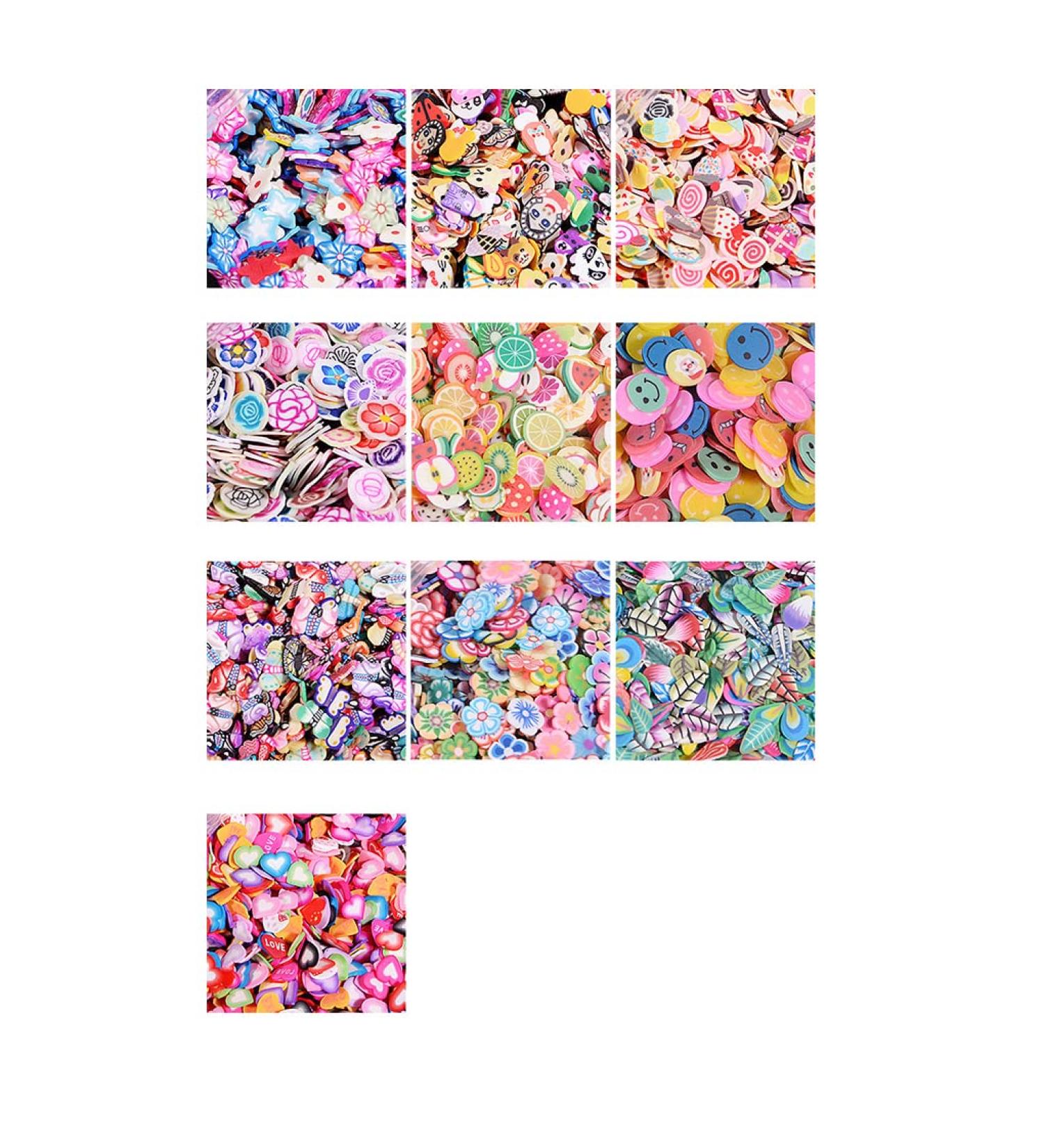 Rongweiwang 1000 pieces/bag 3D polymer nail discs manicure decoration clay nail discs star cartoon flower fruit spring manicure nail art decoration sticker 12 #