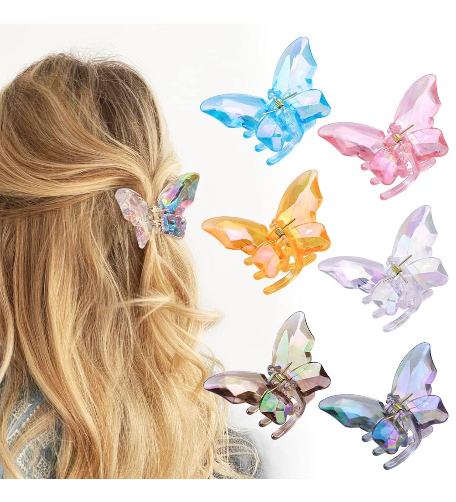 6 Pack Geluzak Hair Claw Clips for Women - 3.3 inch Clear Butterfly Hair Accessories - Buy Online on GoSupps.com