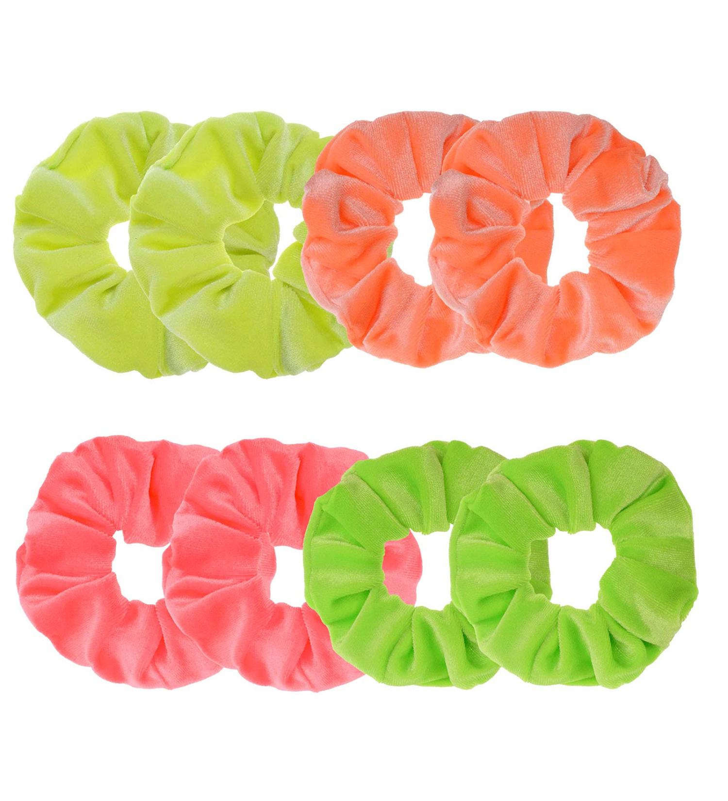 Neon Velvet Hair Scrunchies for Women - 8 Pack in Vibrant Colors | Stylish & Comfortable - Buy Online on GoSupps.com