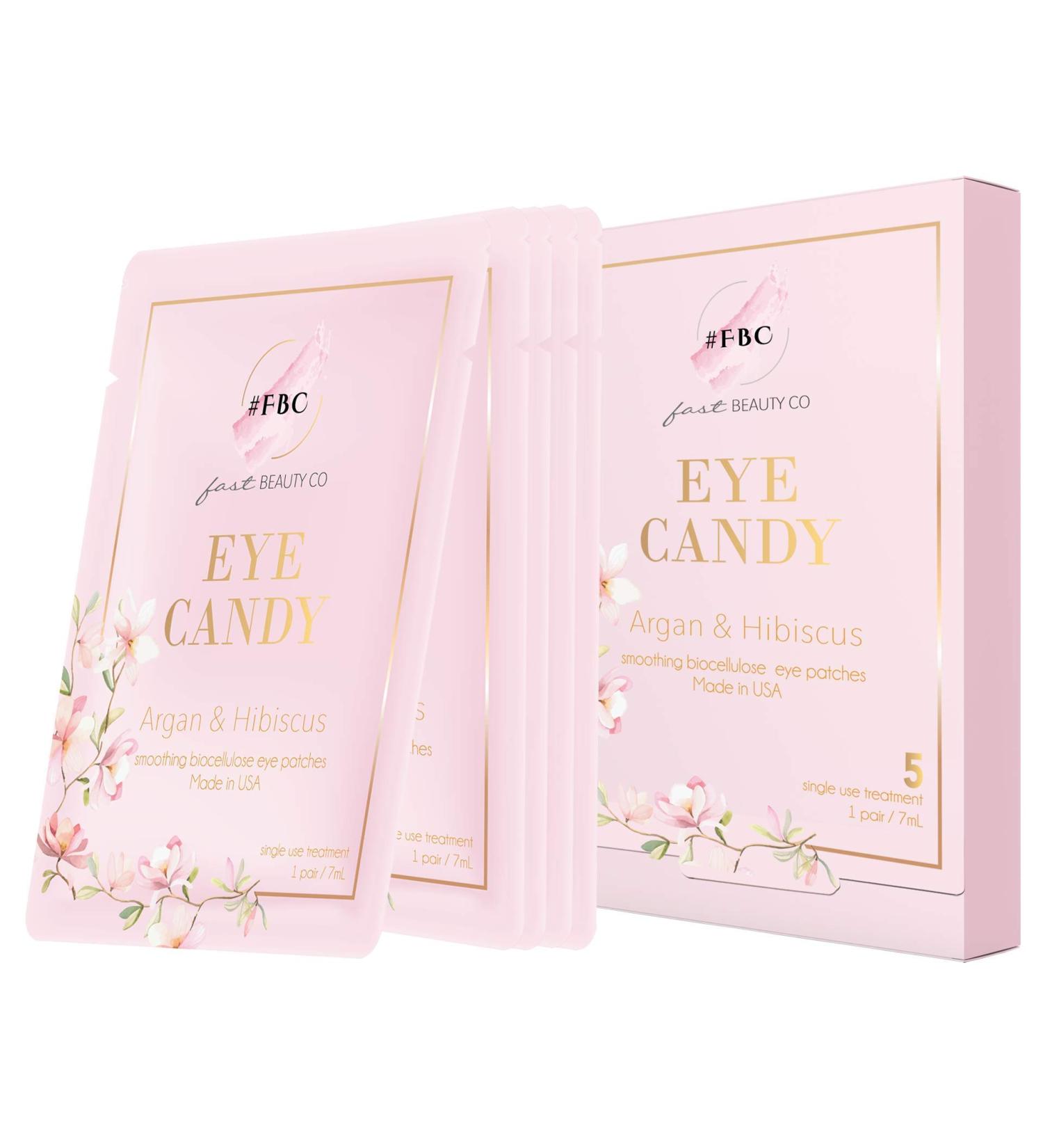 Fast Beauty Co. Eye Candy Smoothing Biocellulose Eye Patches - 5 Pairs with Argan & Hibiscus - Buy Online on GoSupps.com