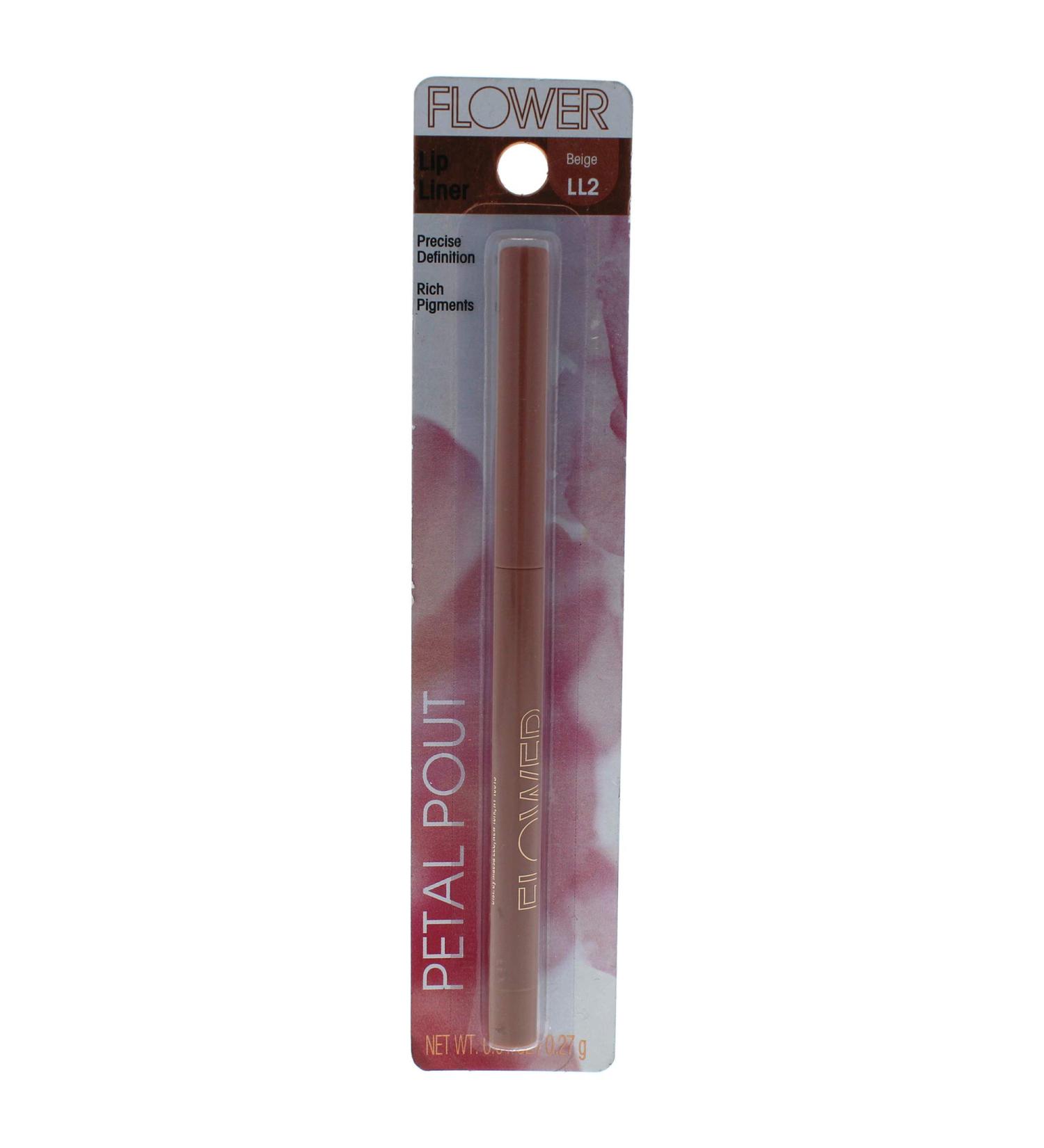 Flower Beauty Petal Pout Lip Liner - Smooth & Creamy Lip Liner with Pigment Rich Color  Prevents Feathering of Lip Color  Comes with Built-in Sharpener (Beige) LL2 Beige 1 Count (Pack of 1)