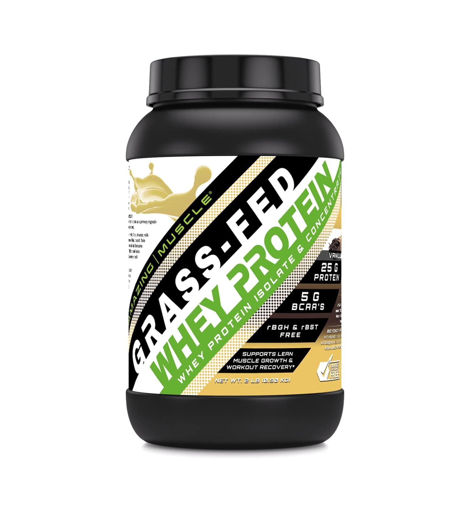 Grass-Fed Whey Protein 2 Lbs - Non-GMO Gluten Free Natural Sweetener - rBGH & RBST Free Supports Energy & Muscle Growth (Vanilla - Buy Online on GoSupps.com