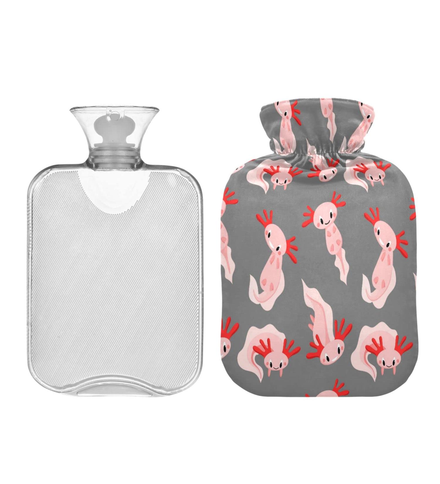 Cute Pink Axolotl Hot Water Bottle | 1L Plush Warmer for Kids & Adults | Ideal for Winter & Comfort - Buy Online on GoSupps.com