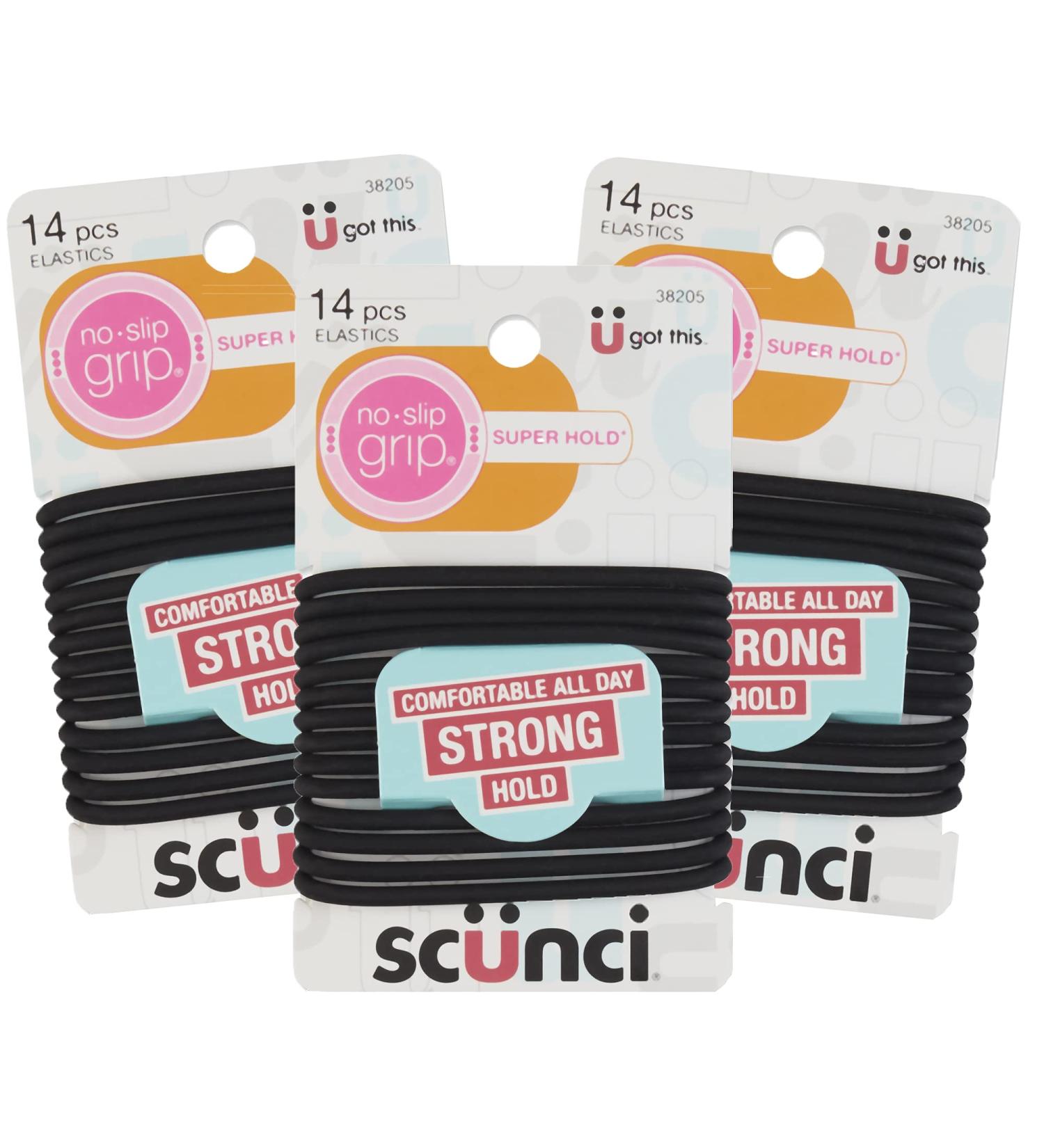 Scunci Black Gel Elastics No-Slip Grip Strong Hold 42 Count (3-Pack) - Ponytailers - Buy Online on GoSupps.com