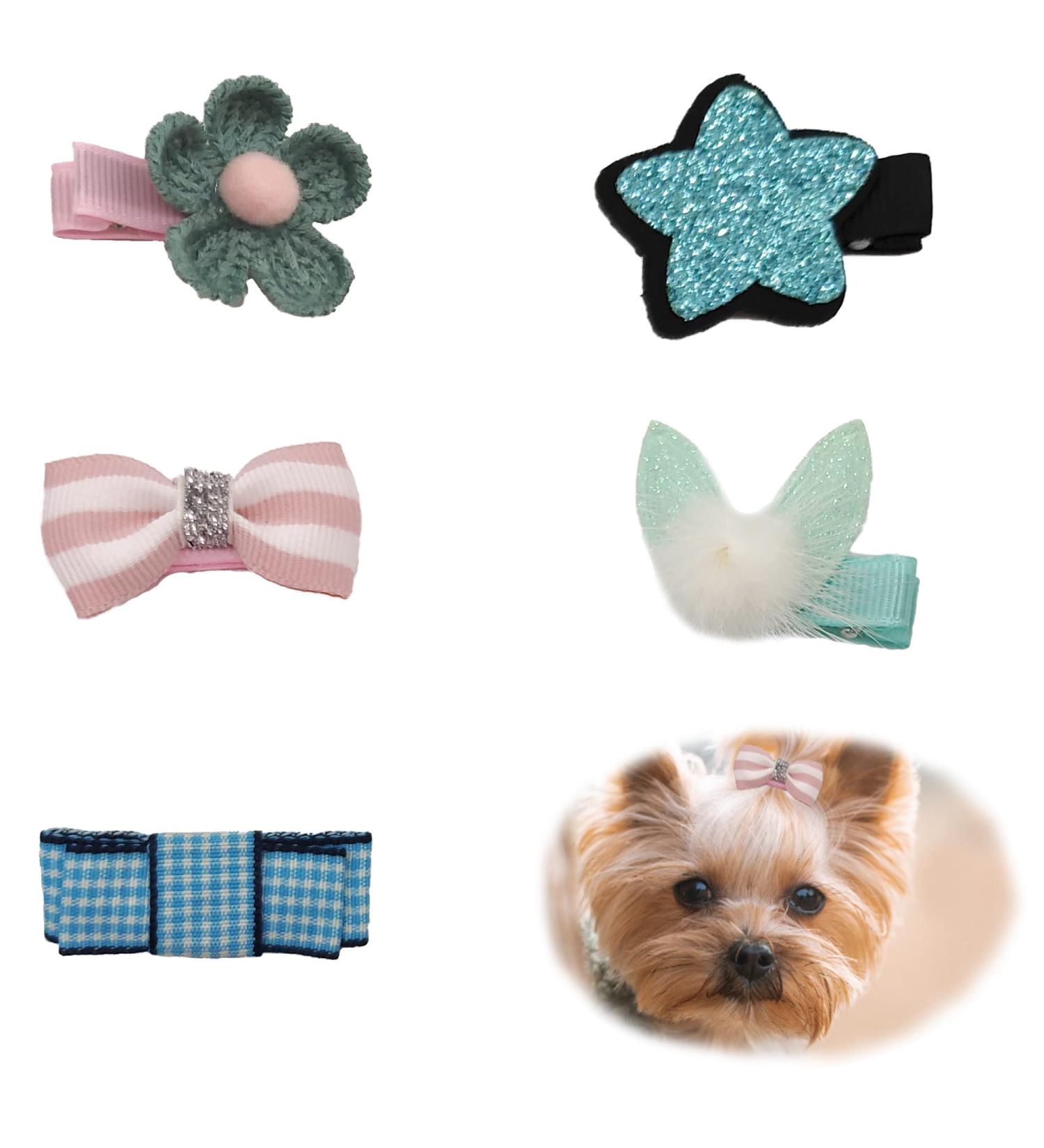 Hayaww 5 PCs Dog Hair Clips & Loops - Pet Accessories for Small Dogs & Cats - Blue Dog Arches & Hair Needles - Buy Online on GoSupps.com