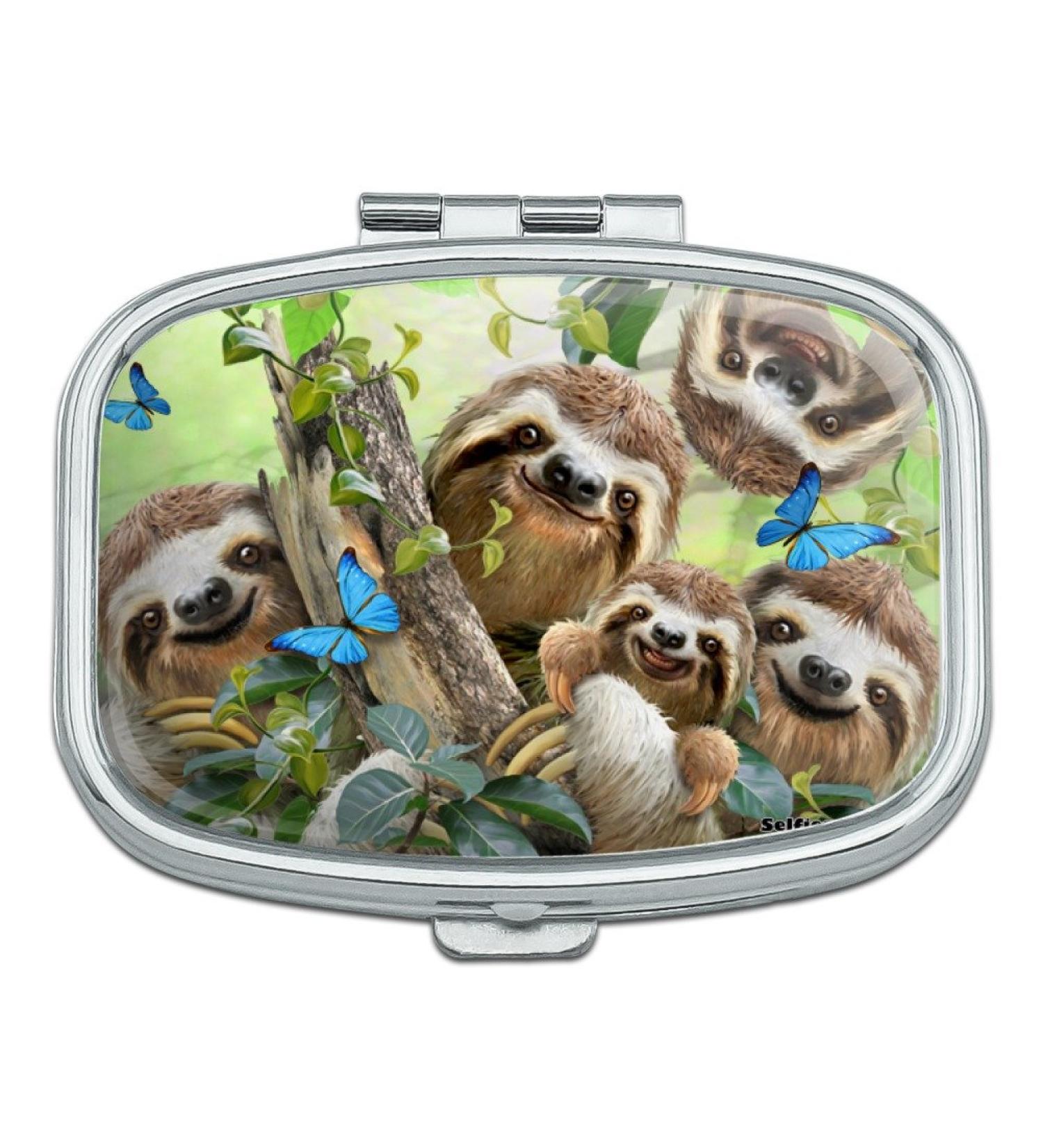 Sloth Family Selfie Rectangle Pill Case | Unique Trinket Gift Box for All Ages - International Shipping Available - Buy Online on GoSupps.com