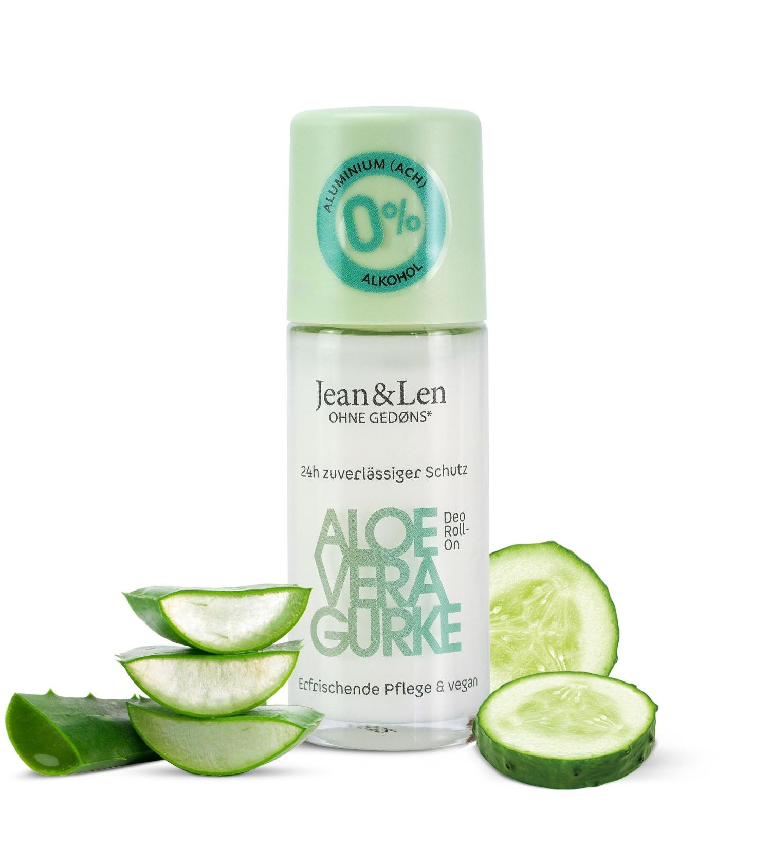 Jean & Len Roll-On Deodorant Aloe Vera Cucumber Long-Lasting Freshness Also Ideal After Shaving Travel Size Vitamin E Cucumber and Aloe Vera Extract Without Aluminum Salts and Alcohol Vegan 50 ml - Buy Online on GoSupps.com