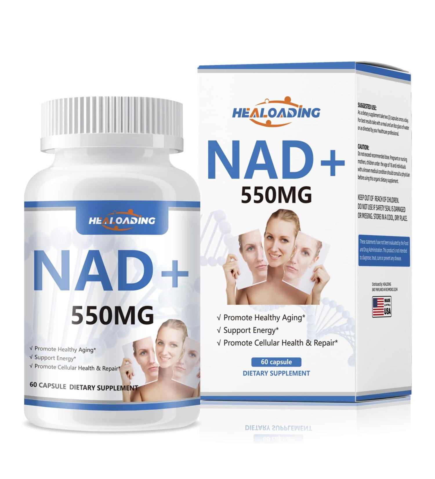 HEALOADING NAD Supplement liposomal for Women: NAD+ Supplement with Resveratrol 550MG Support Cellular Repair Support Energy and Healthy Aging - Buy Online on GoSupps.com