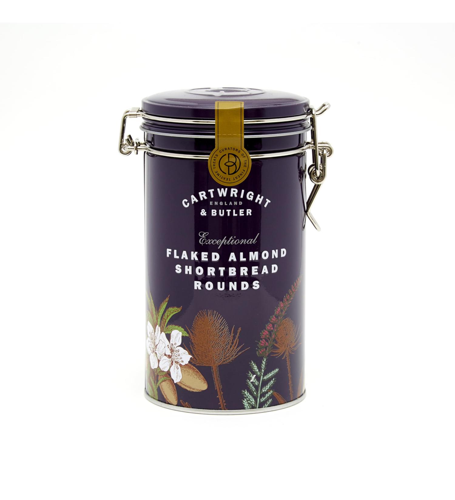 Cartwright & Butler Flaked Almond Shortbread Rounds Tin - Almond