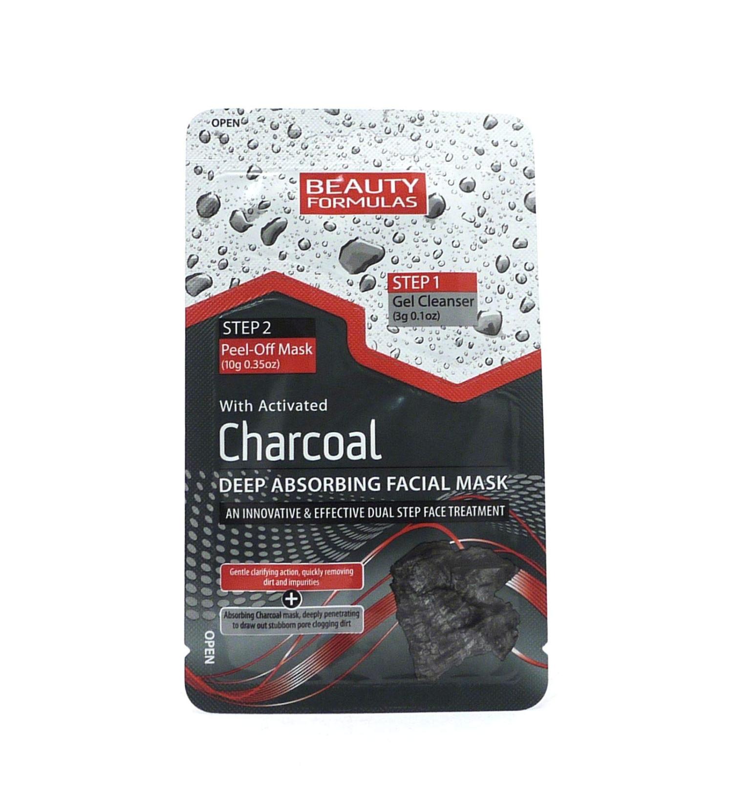 Beauty Formulas Charcoal Deep Absorbing Facial Mask 13g - 2-Step Cleanser & Mask