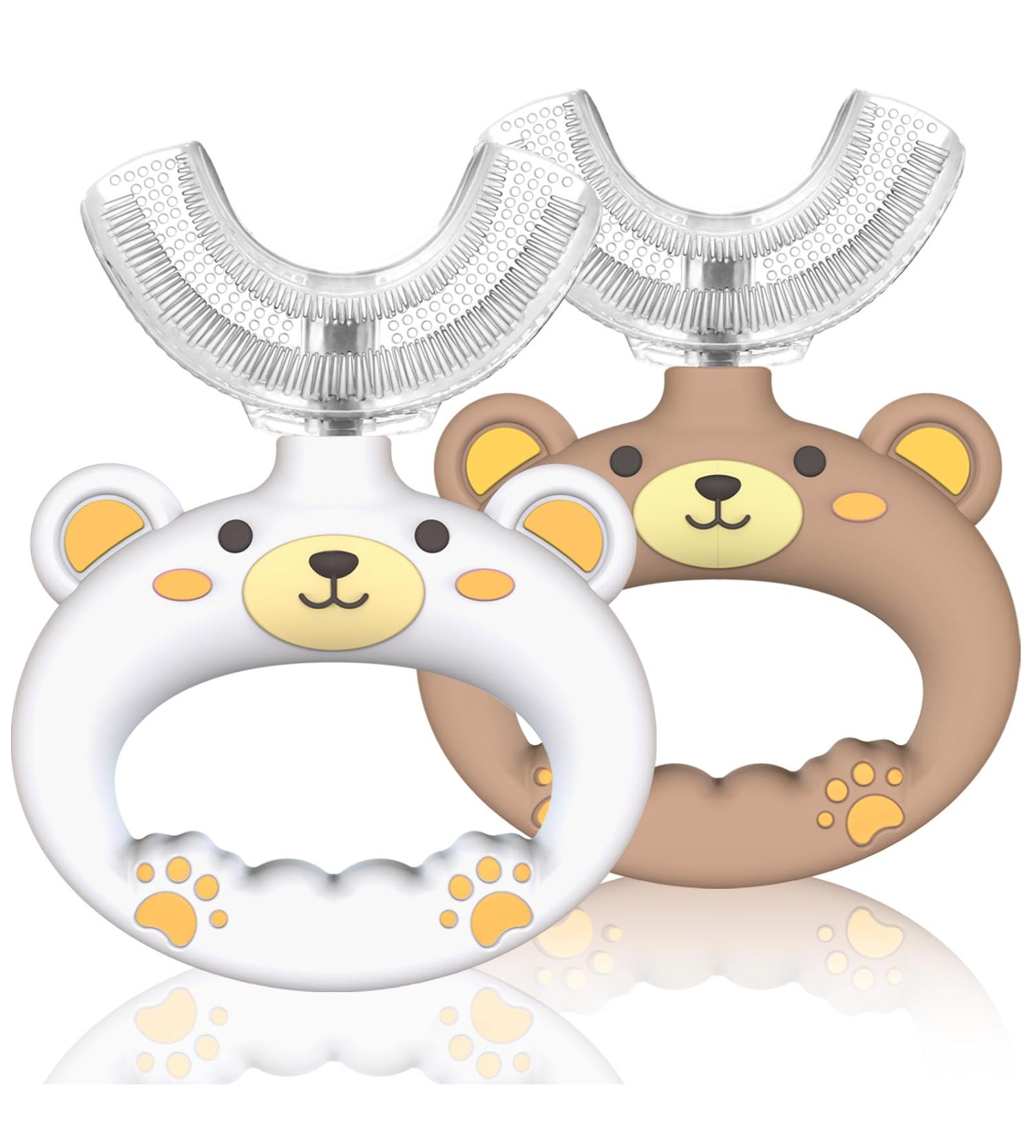 Toddler Toothbrush - U Shaped Silicone Brush for Ages 1-4 360 Manual Oral Care 2PCS Cute Bear Design - Buy Online on GoSupps.com