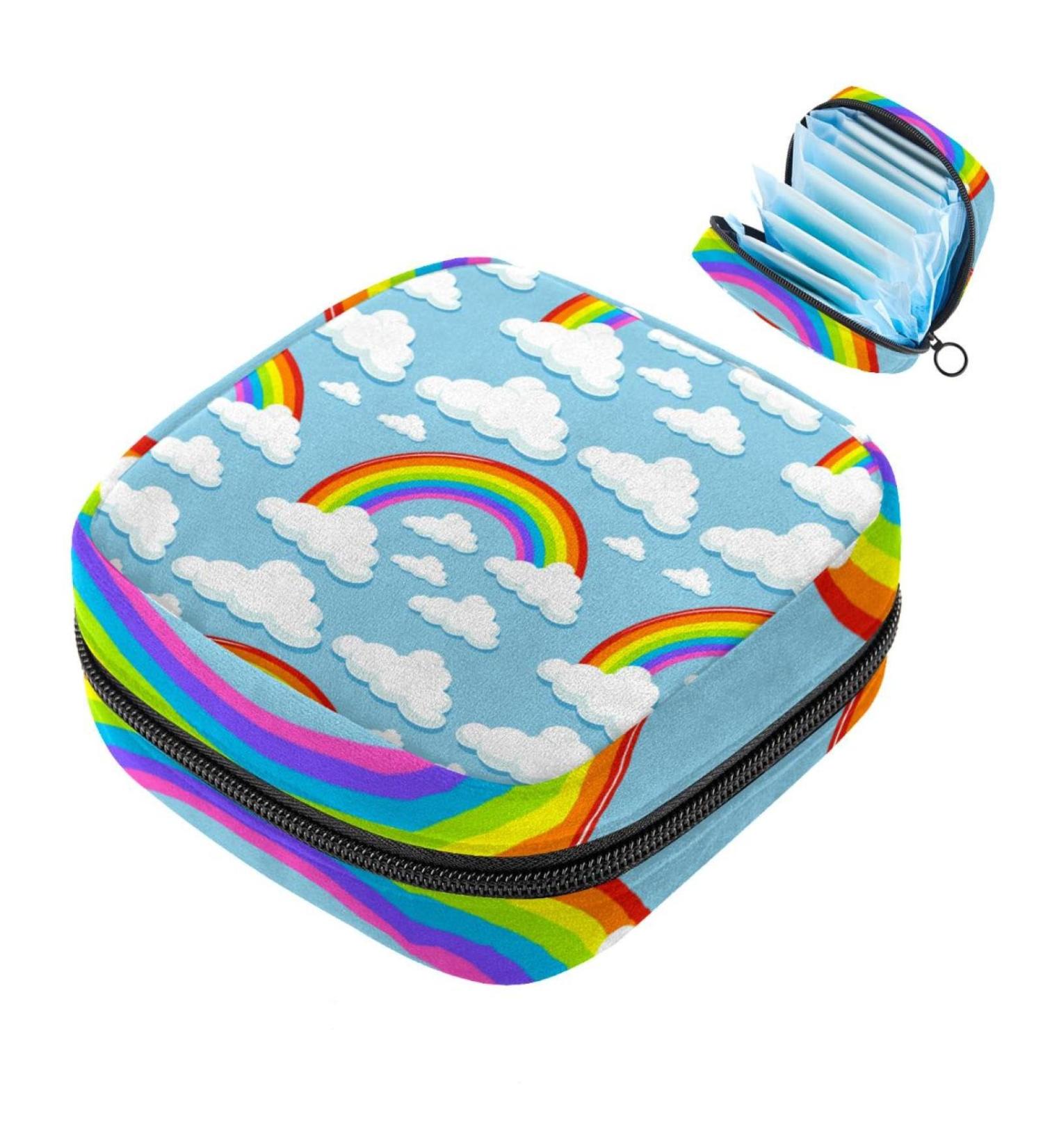 Portable Women's Binding Storage Bags for Menstrual Products | Rainbow Print | Ideal for Teen Girls & First Period Essentials - Buy Online on GoSupps.com