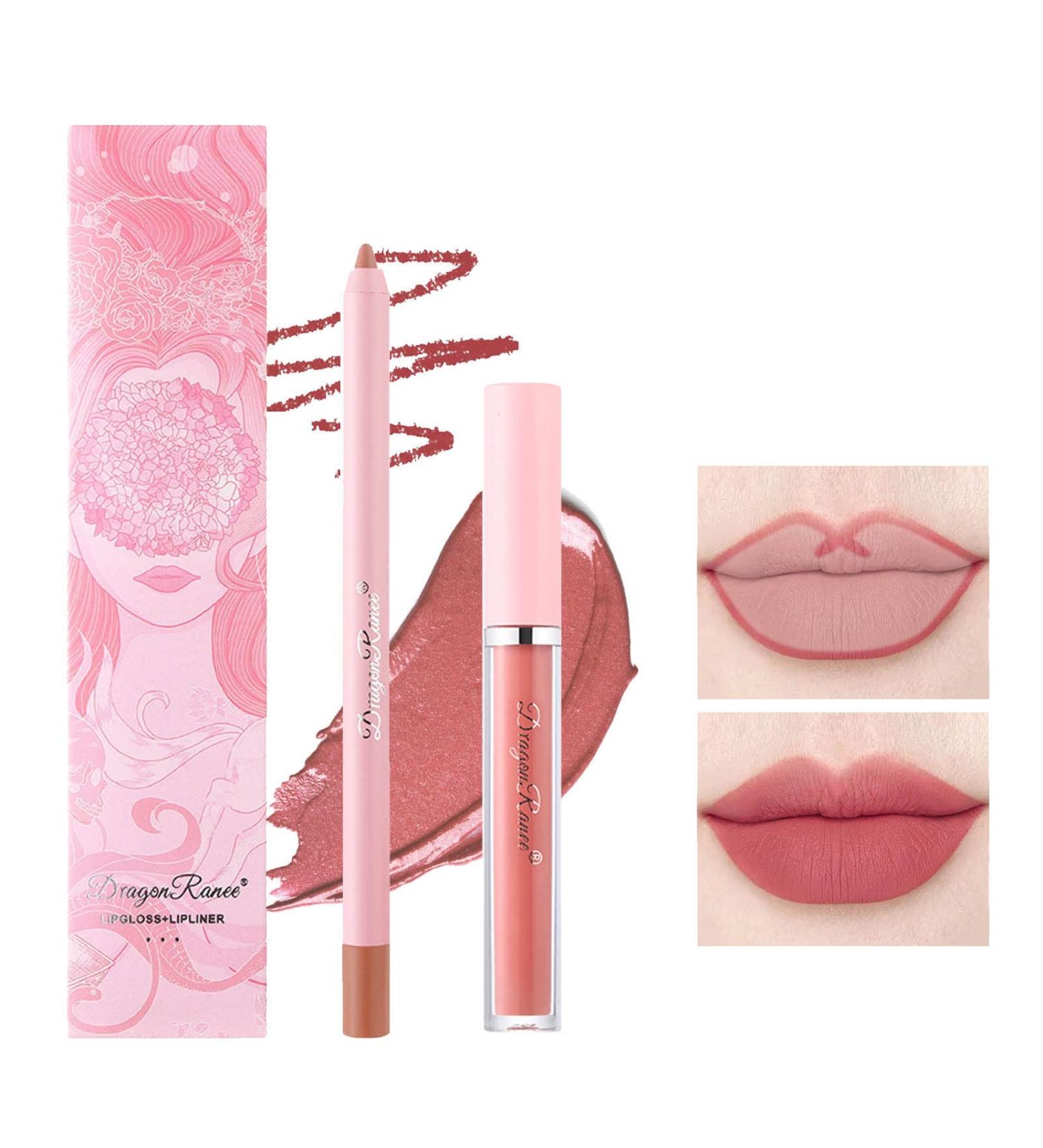 Velvety Matte Lip Liner Pencil and Lipstick Set - Long Lasting, Waterproof, High Pigmented Colors - Makeup Gift Kit for Women and Girls - Buy Online on GoSupps.com