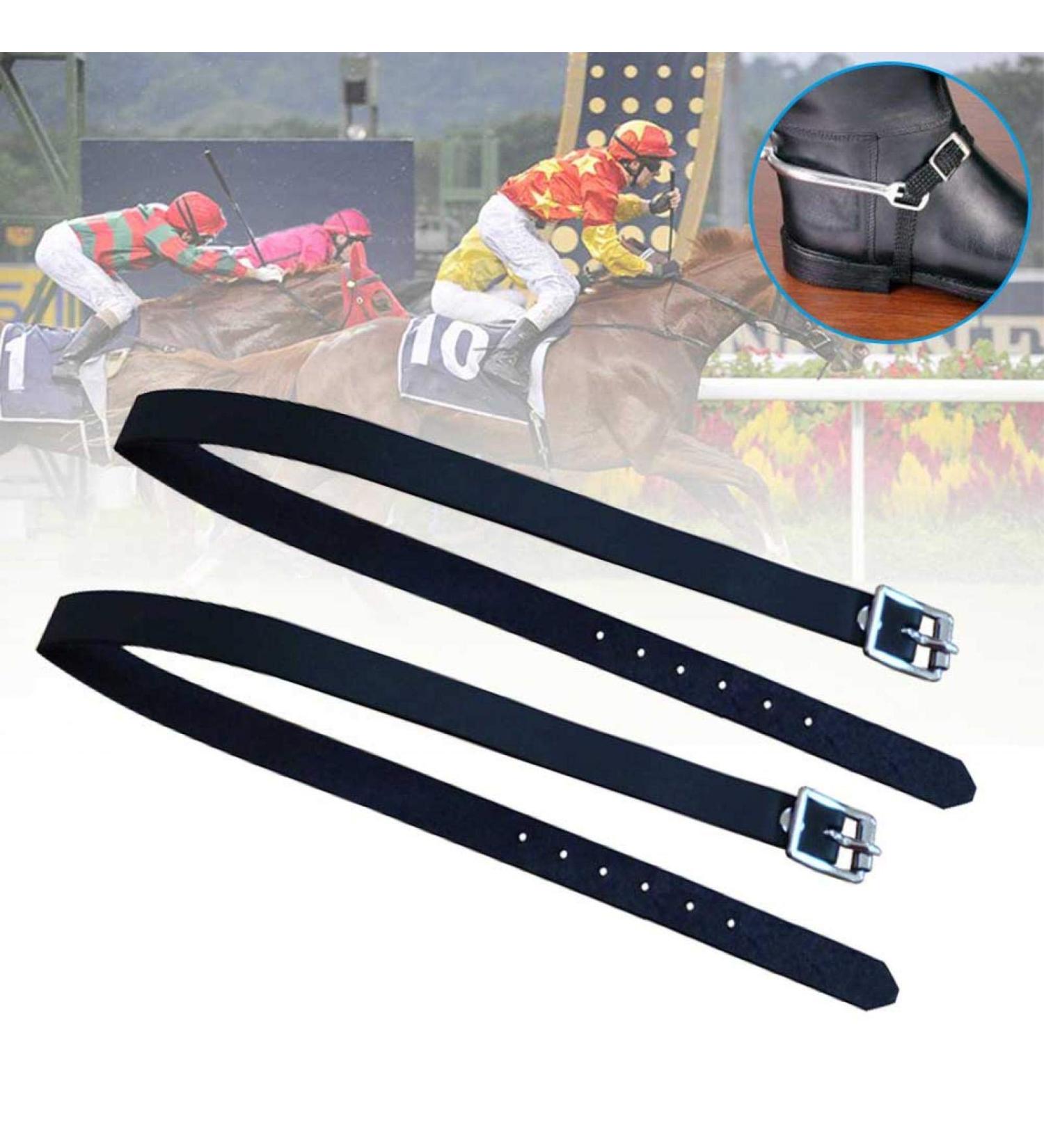 DASNTERED Spur Strap 2 Pcs PU Leather Horse Riding Straps with Adjustable Buckle Riding Sports Accessories black - Buy Online on GoSupps.com