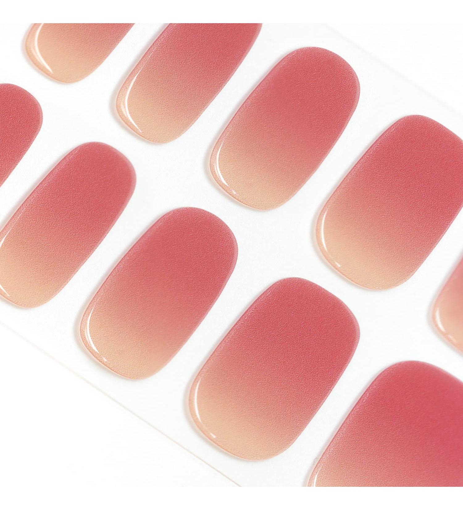Danni & Toni 28 Self-Adhesive Gel Nail Stickers in Lost Horizon - Salon-Quality Manicure Set with Gradient Light Red Tips - Buy Online on GoSupps.com