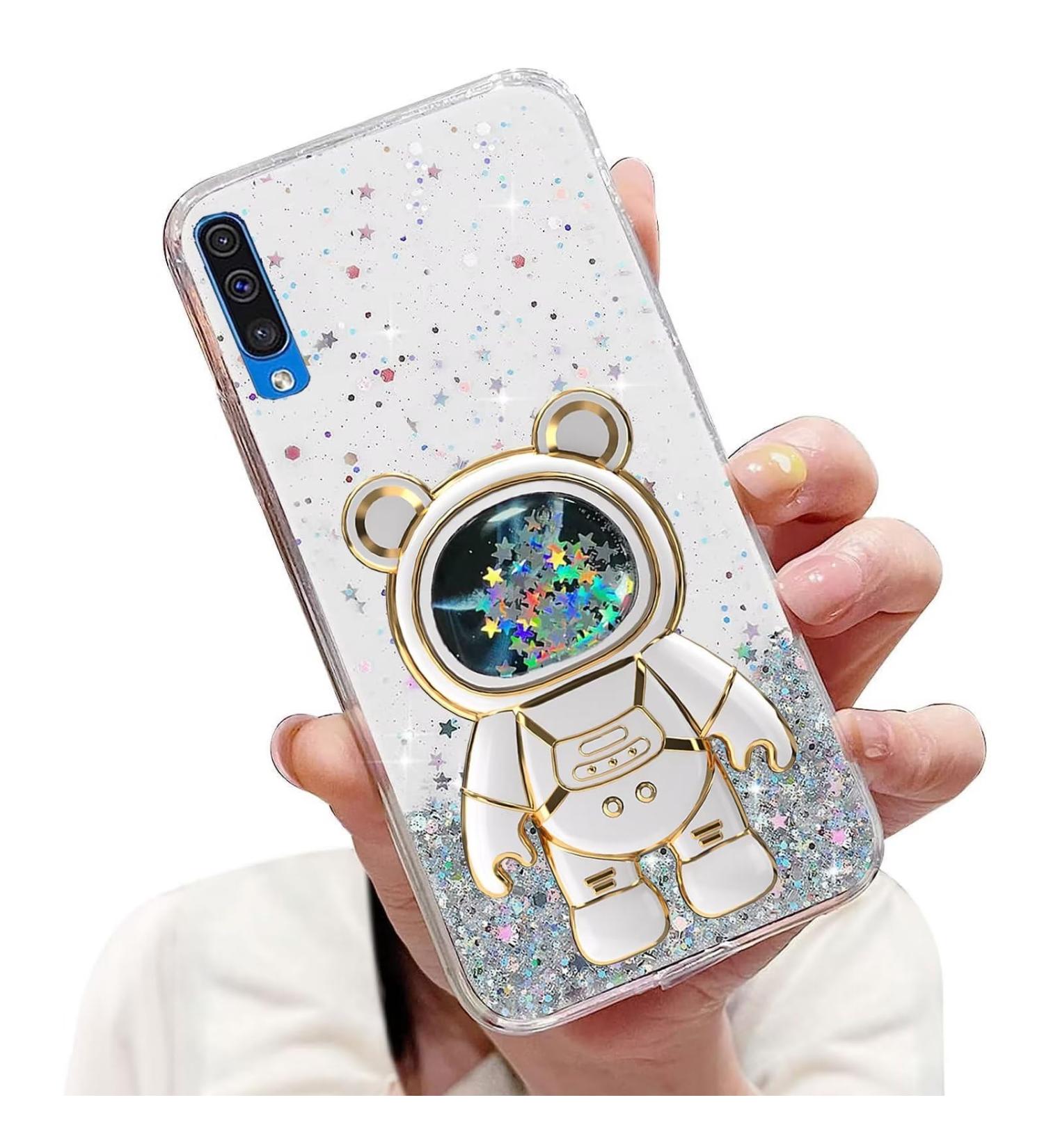 Tivenfezk Nadoli Case for Samsung Galaxy A50/A30S | Cartoon Glitter Astronaut Soft Silicone Bling Shell with Hidden Stand - Buy Online on GoSupps.com
