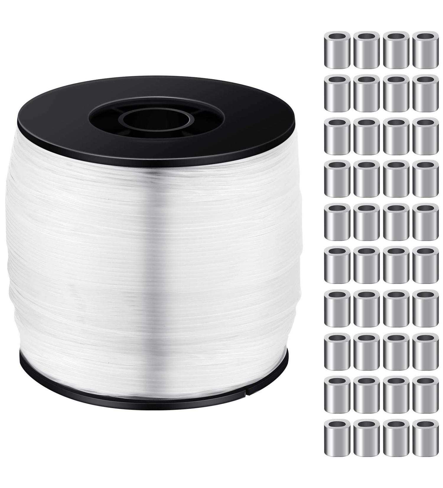 Strong Clear Invisible Hanging Wire Fishing Wire 0.8 mm up to 100 Lbs 656 Feet Fishing Line with 100 Pieces Aluminum Crimping Loop Sleeves Clear String Hanging Kit for Picture Frame Hanging Decoration - Buy Online on GoSupps.com