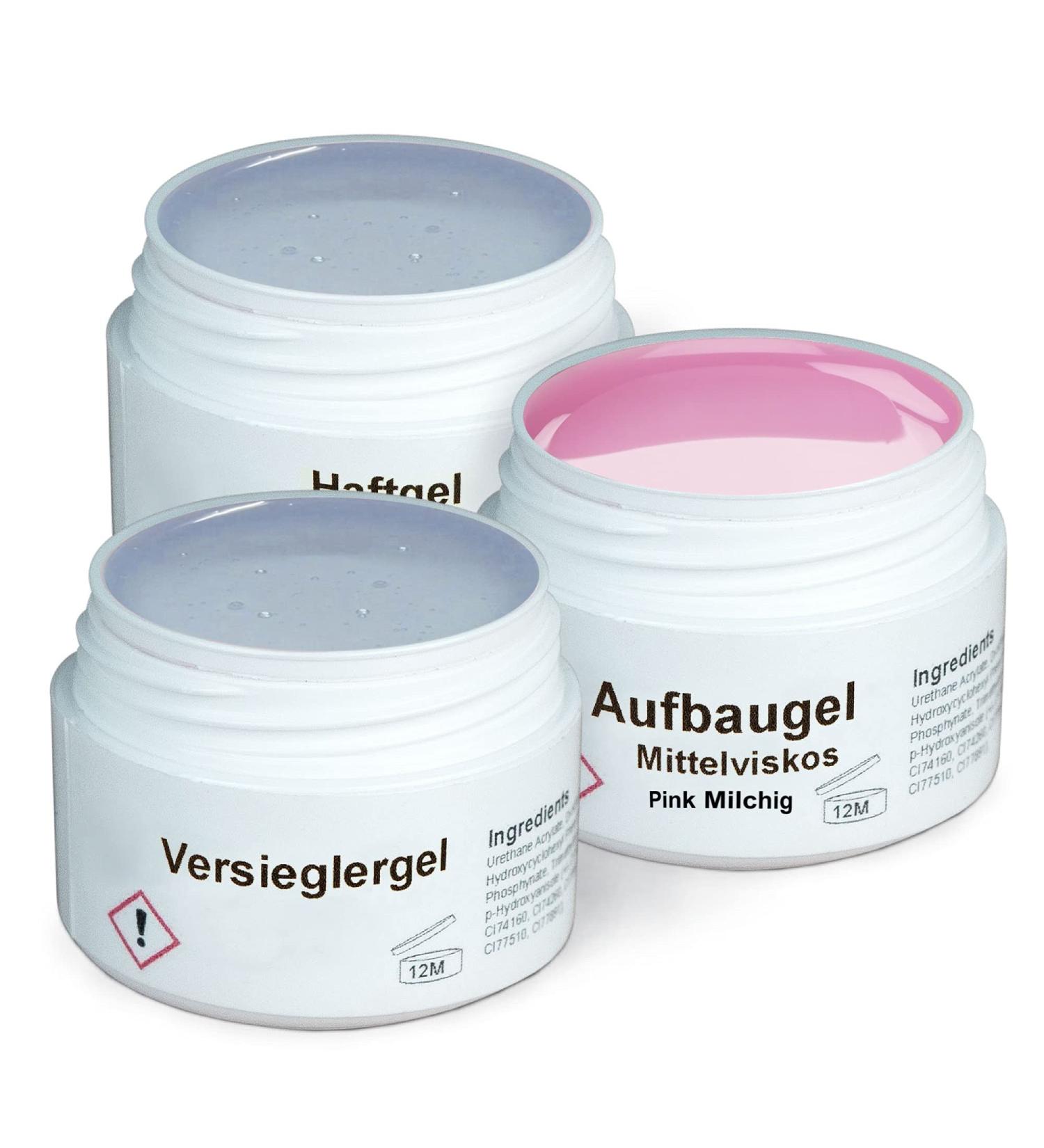 Buy GS-NAILS UV Gel Set - 3x15ml Nail Gel for Art & Design | Pink Milky & Sealing Gel | International Shipping - Buy Online on GoSupps.com