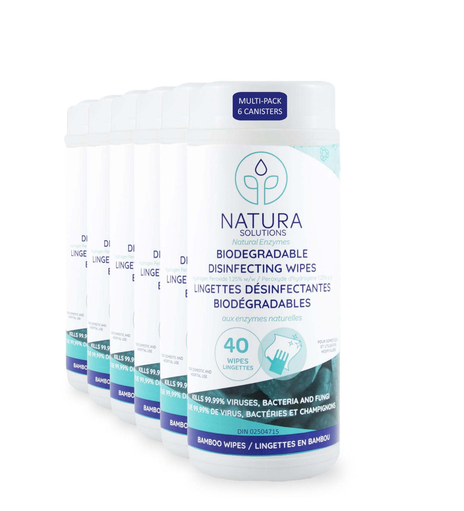 Natura Disinfecting Wipes All-Natural All-Purpose Biodegradable (made from Bamboo) Kills 99.99% of Viruses and Baceteria for Residential or Commercial use 40 count per pack (Multi-Pack of 6) 40 count (Pack of 6) - Buy Online on GoSupps.com