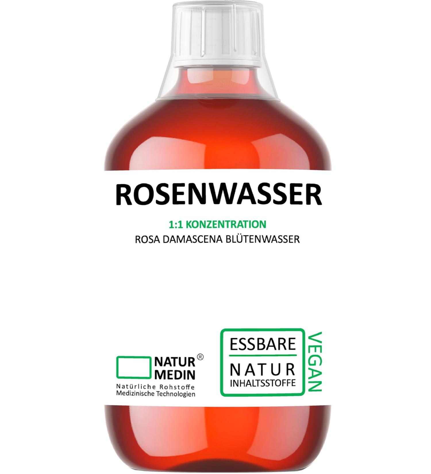 500 ml Food Grade Rose Water - Hypoallergenic & 100% Natural Rosa Damascena | NATURMEDIN - International Shipping Available - Buy Online on GoSupps.com