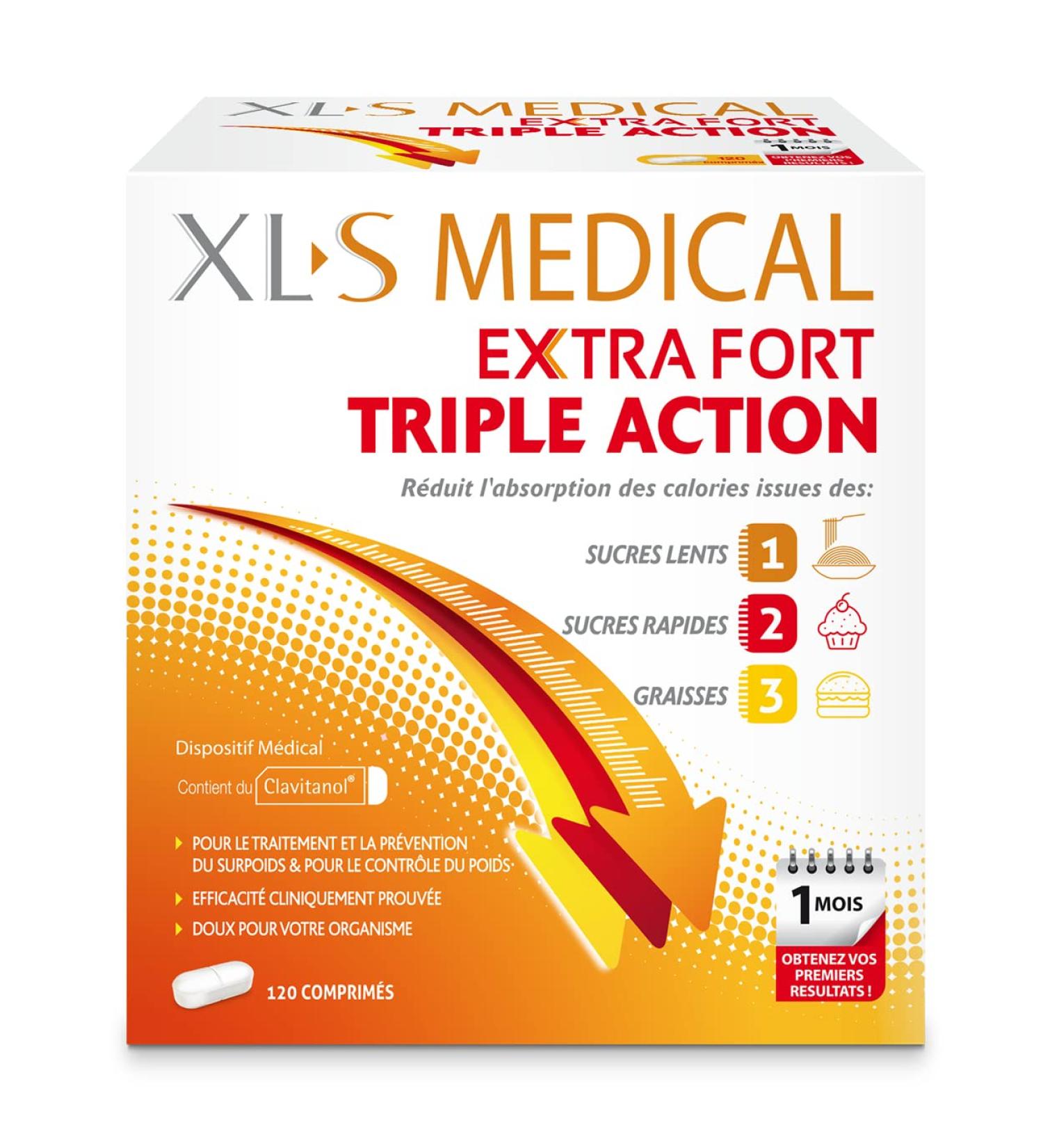 XLS MEDICAL Extra Strong - Weight Loss Aid - Triple Action - Reduces Calorie Absorption - 120 Tablets - Buy Online on GoSupps.com