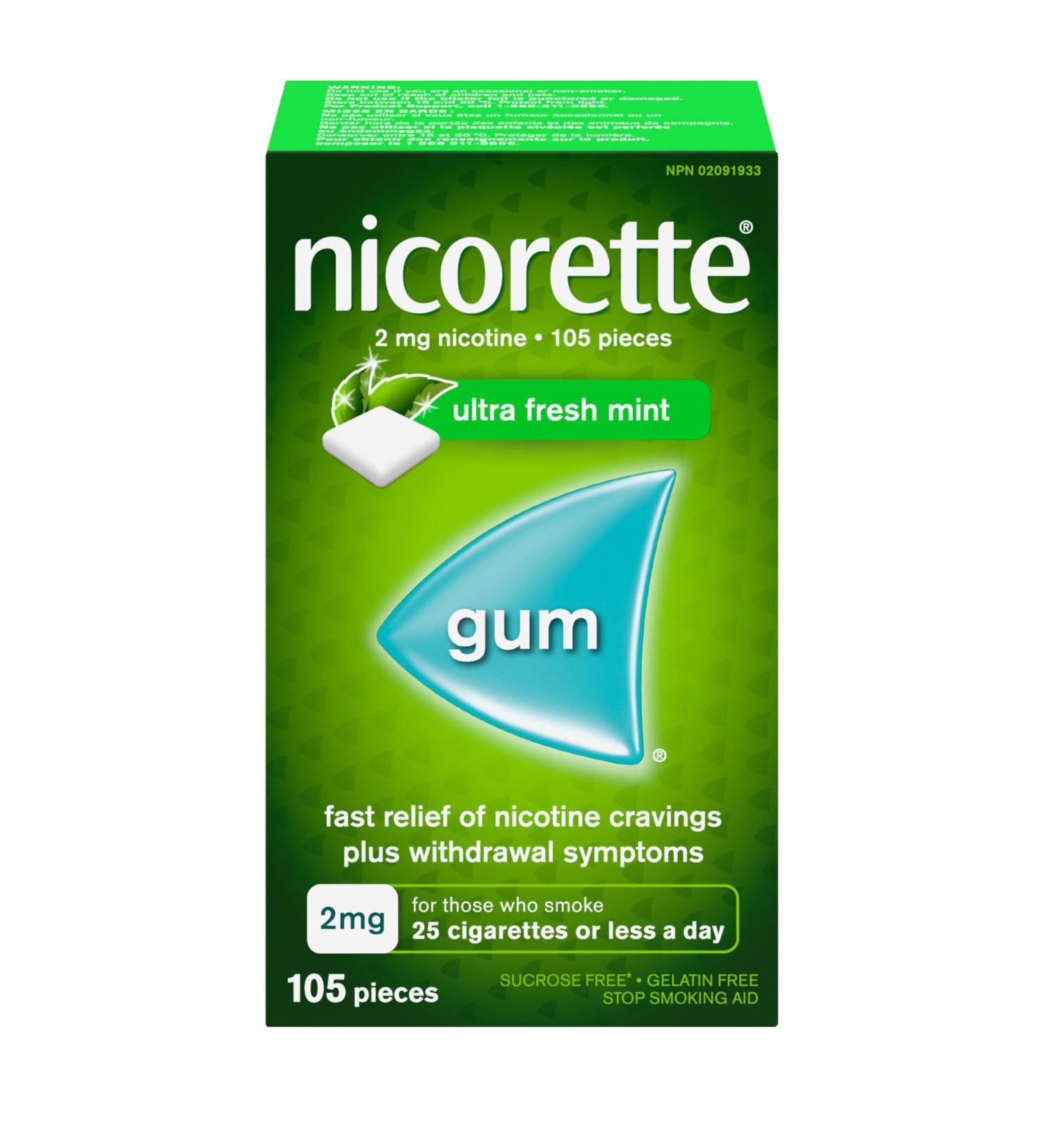 Nicorette Gum Ultra Fresh Mint 2 mg 105 Count 2mg ULTRA FRESH MINT 105 count (Pack of 1) - Buy Online on GoSupps.com