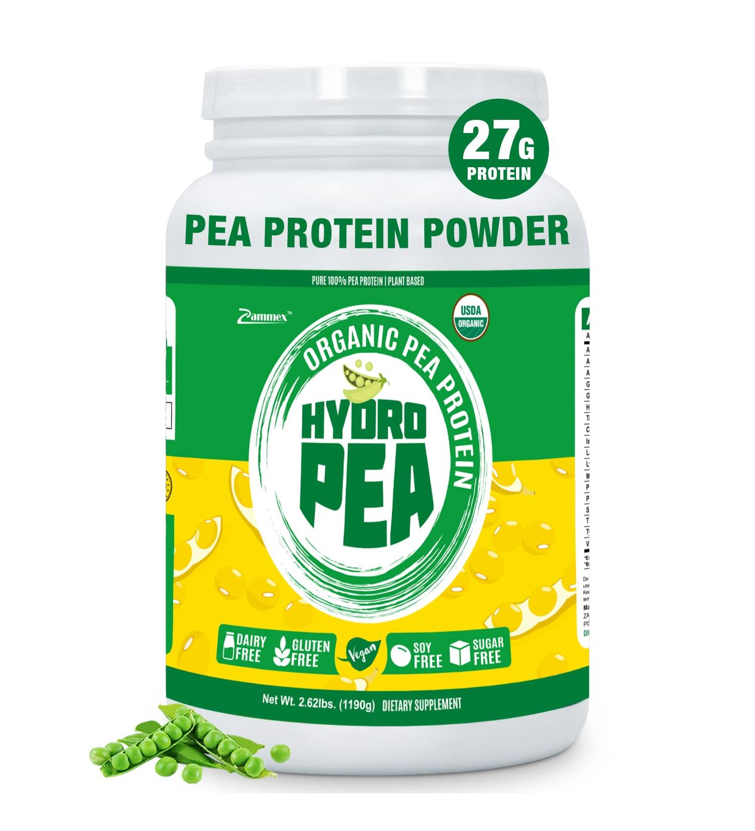 Organic 100% Pea Protein Powder - 27g Protein/Serving, Vegetarian, Gluten-Free, Non-GMO - 2.62lbs - Buy Online on GoSupps.com