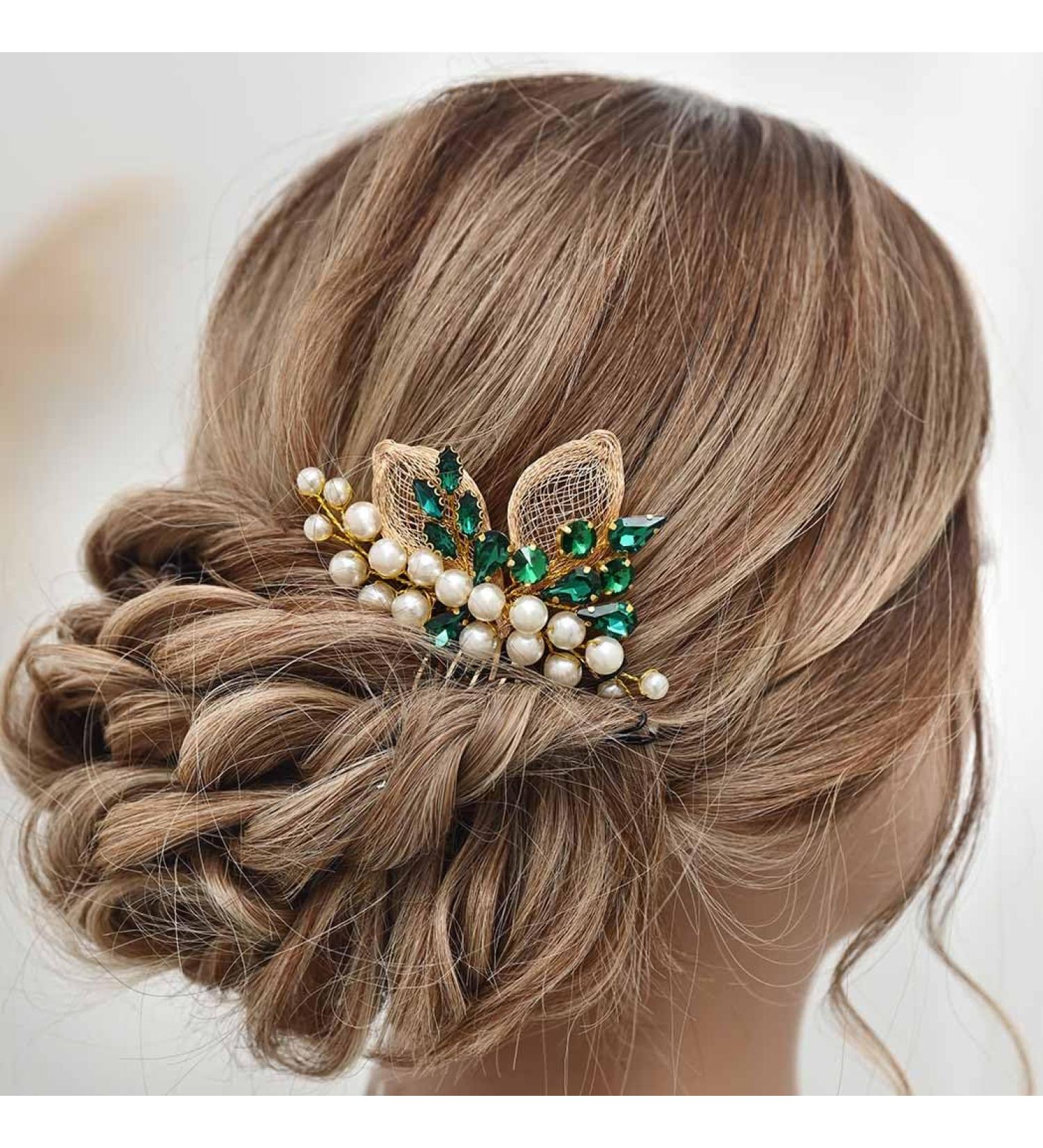 Vakkery Pearl Bride Wedding Hair Comb Gold Crystal Hair Slide Prom Hair Pieces Bridal Hair Accessories for Women and Girls - Buy Online on GoSupps.com