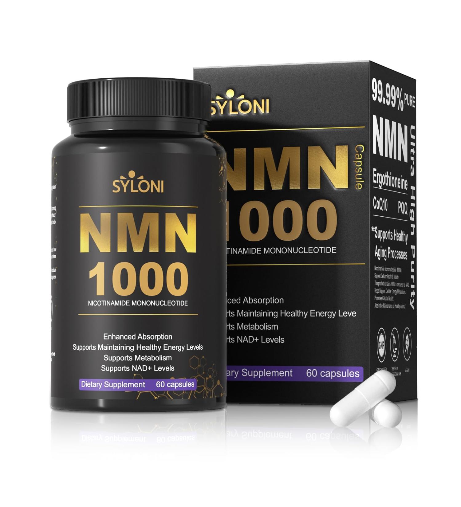 NMN Supplement 1000mg 99% Pure for NAD+ Supplement 60 Capsules Nicotinamide Mononucleotide for Increased NAD Levels Boosting Energy DNA Repair & Healthy Aging 60 Count (Pack of 1) - Buy Online on GoSupps.com