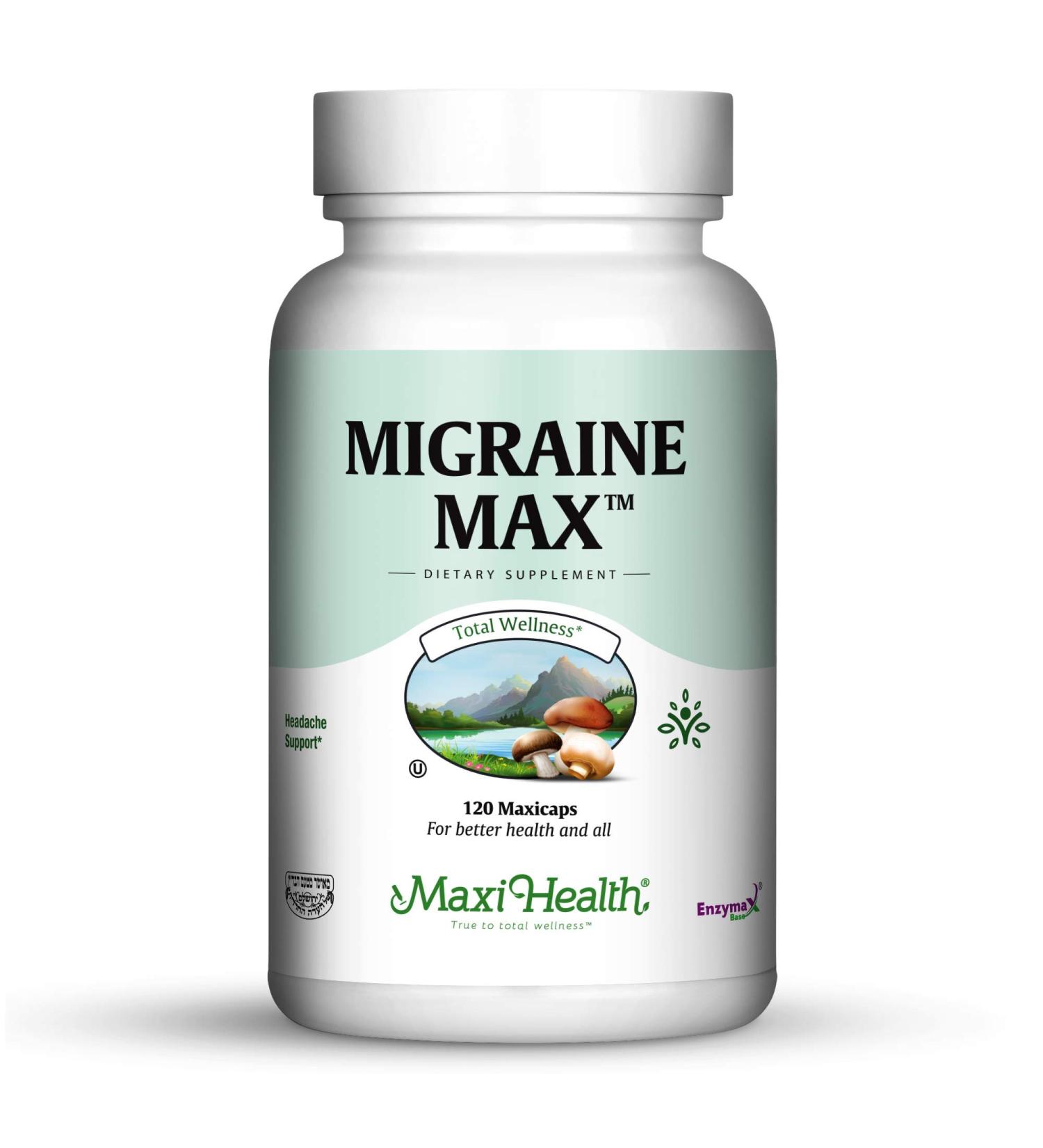 Migraine Max by Maxi-Health | Powerful Natural Relief Capsules - 120 ct | Kosher Certified - Buy Online on GoSupps.com