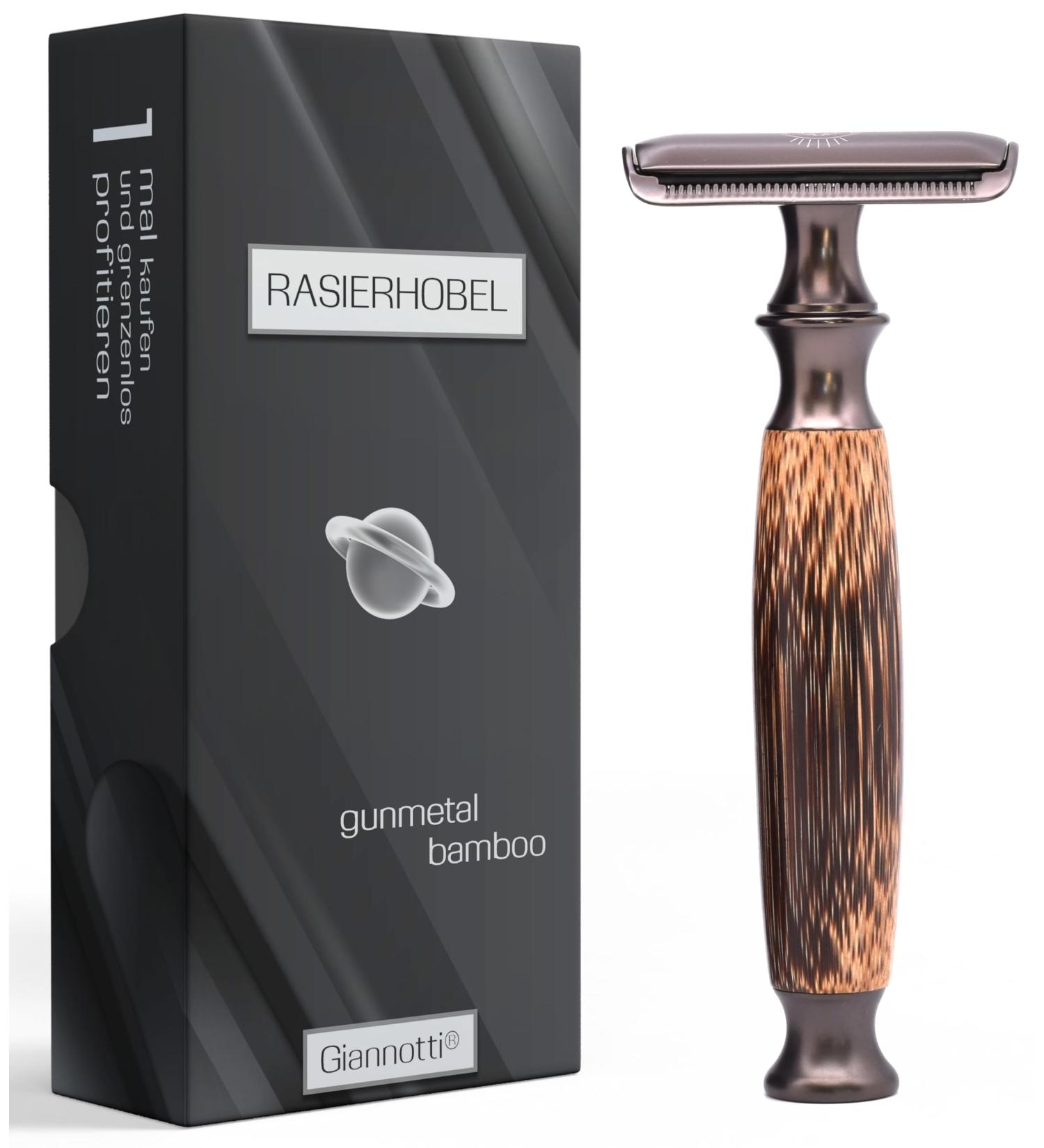 GIANNOTTI Safety Razor Set | Plastic-Free Zero Waste | Eco-Friendly Gunmetal Bamboo | 5 Double Blades for Men & Women - Buy Online on GoSupps.com