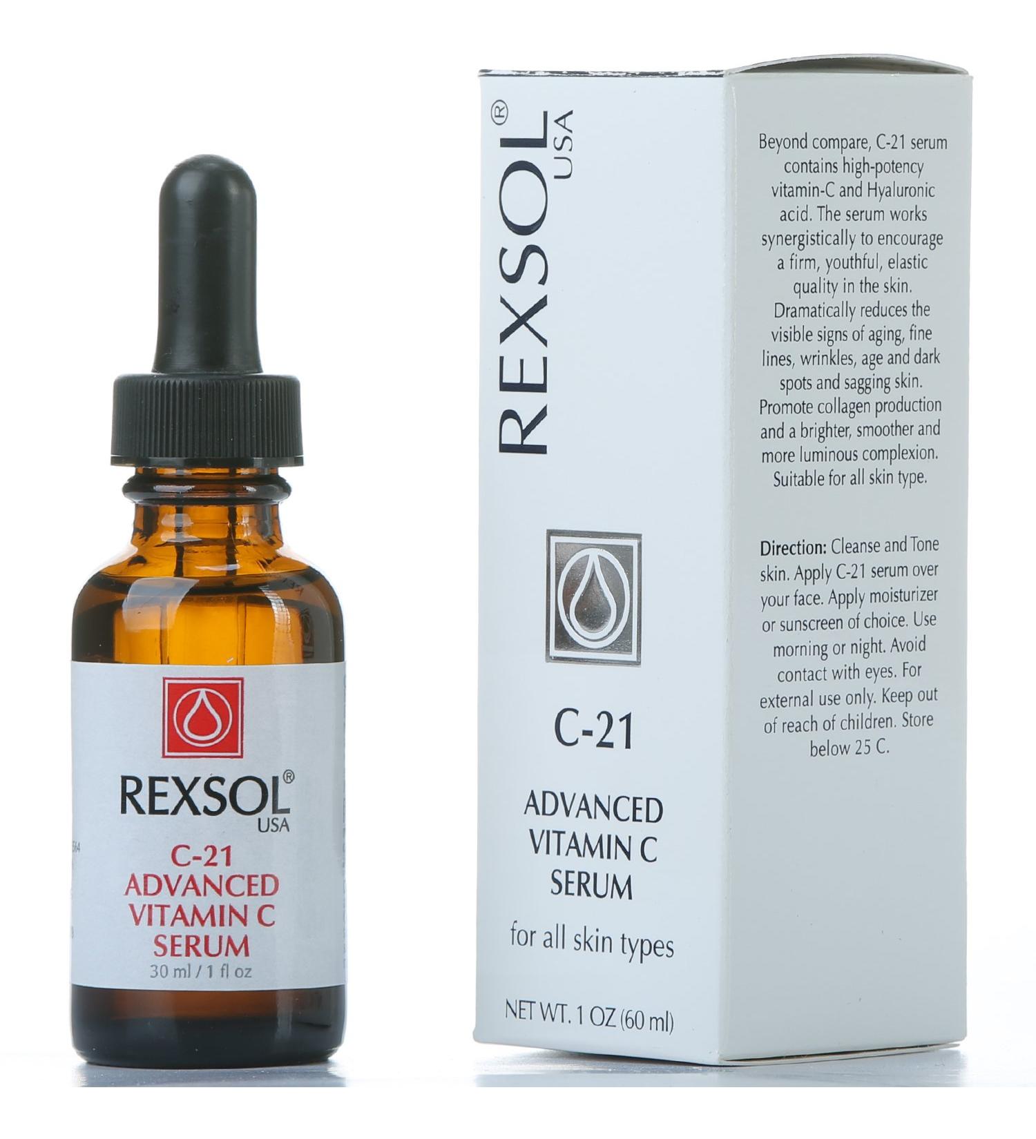 REXSOL 21% Advanced Vitamin C Serum | Organic Natural Dark Spot Corrector for Face | 30ml - Buy Online on GoSupps.com