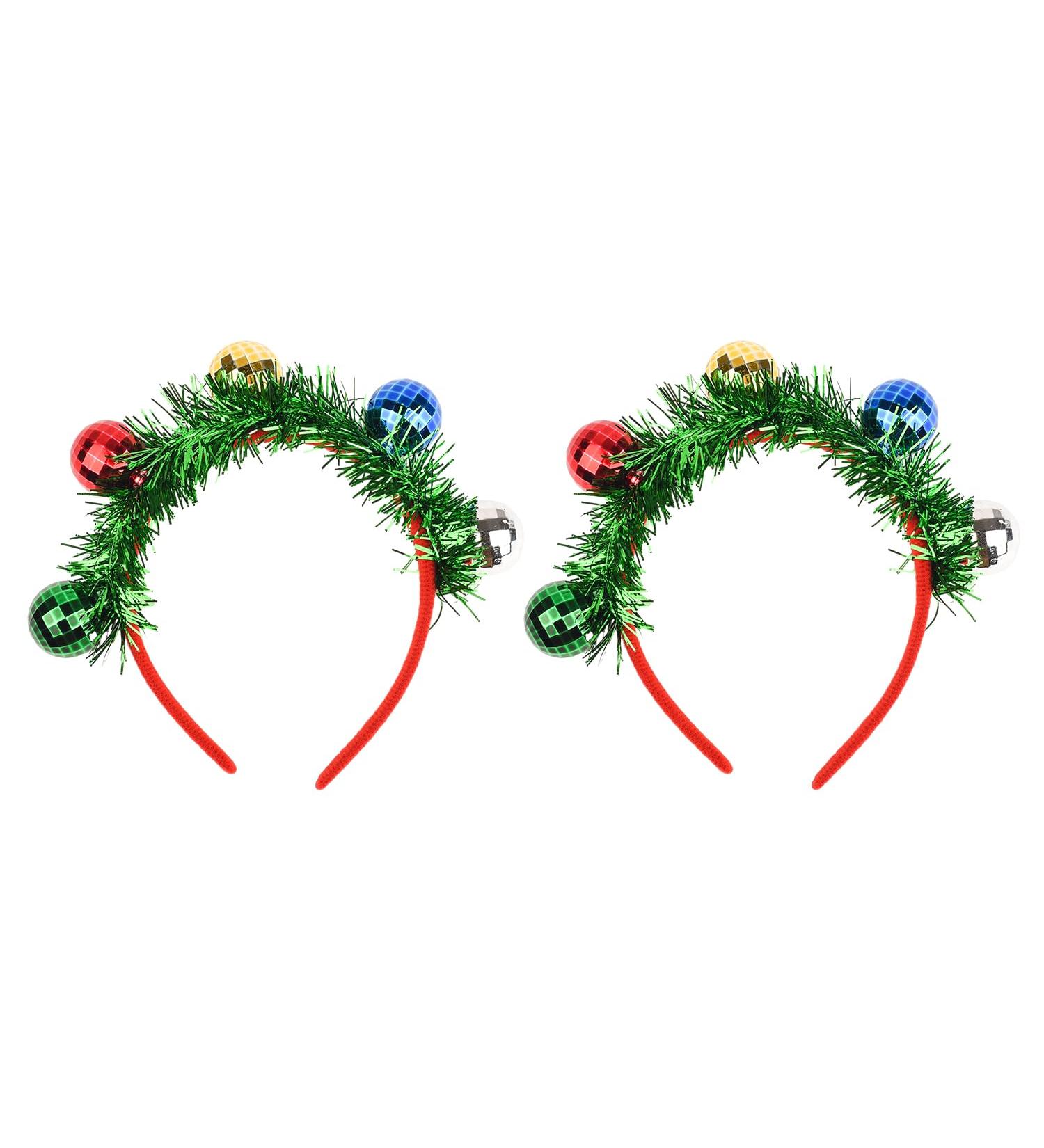 MFUOE 2 Pieces Christmas Hair Hoop Colorful Spotlight Ball Headband Xmas Tassel Hair Accessories for Christmas Party Cosplay Headdress Accessories - Buy Online on GoSupps.com